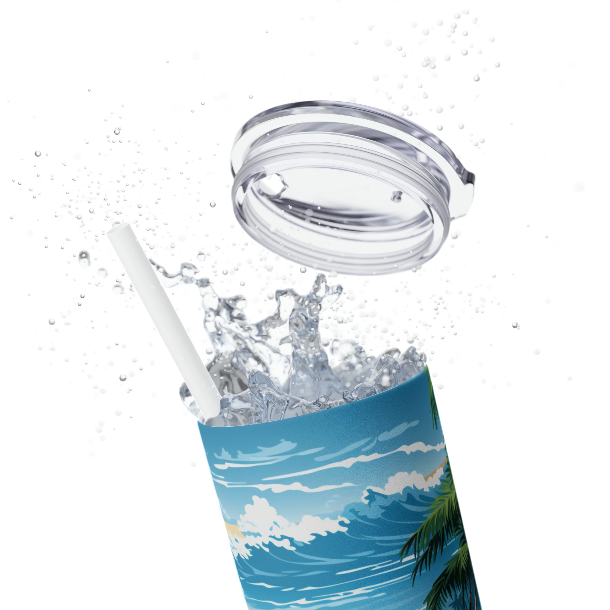 Island Oasis 20-Ounce Steel Skinny Tumbler with Lid and Straw - Dyborn Designs