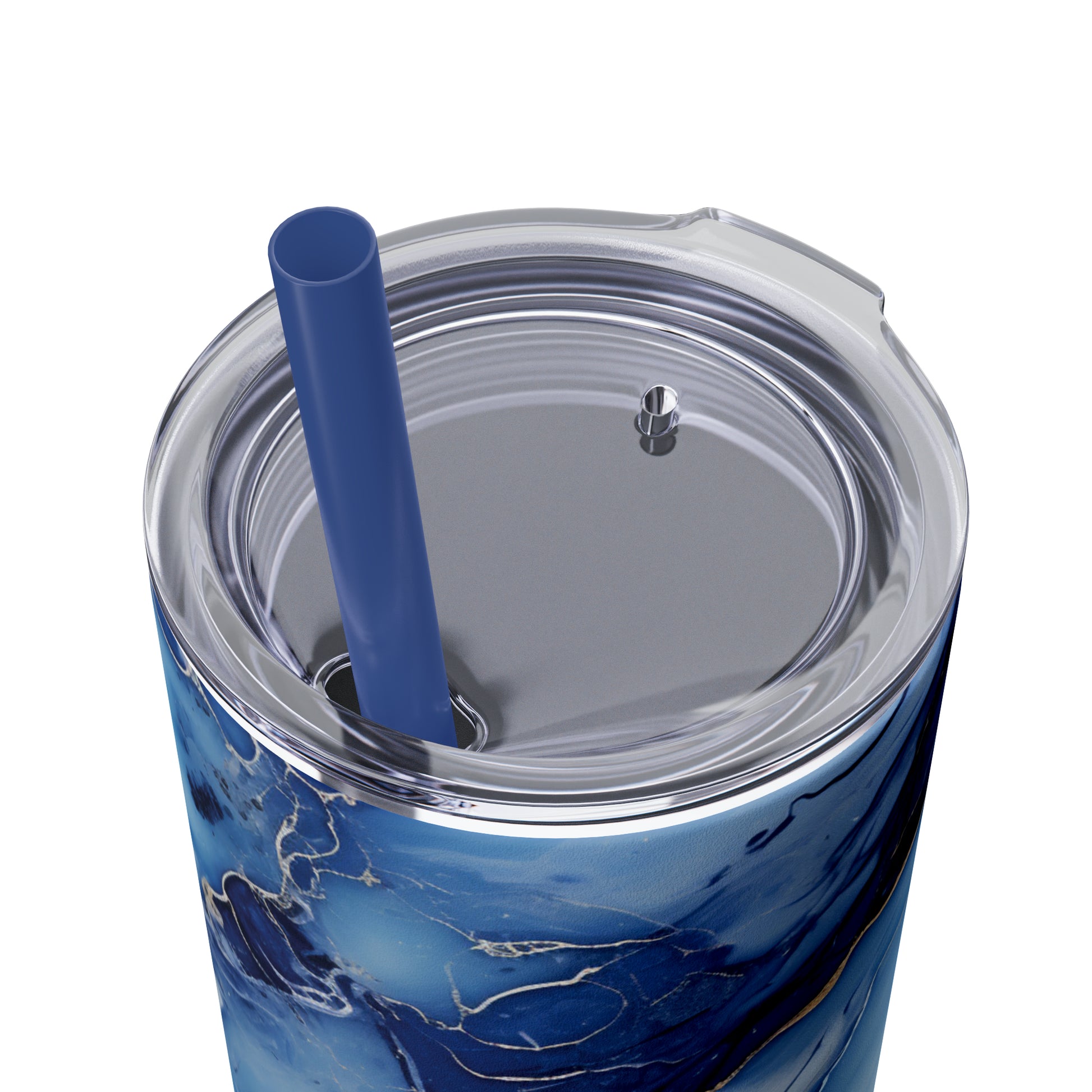 Blue Marble 20-Ounce Steel Skinny Tumbler with Lid and Straw - Dyborn Designs