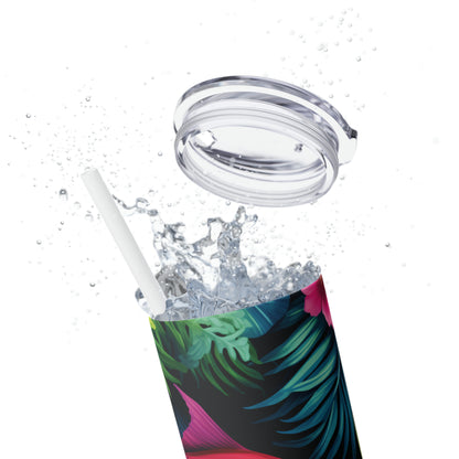 Tropical Vibes 20oz Insulated Stainless Steel Skinny Tumbler with Lid and Straw - Dyborn Designs