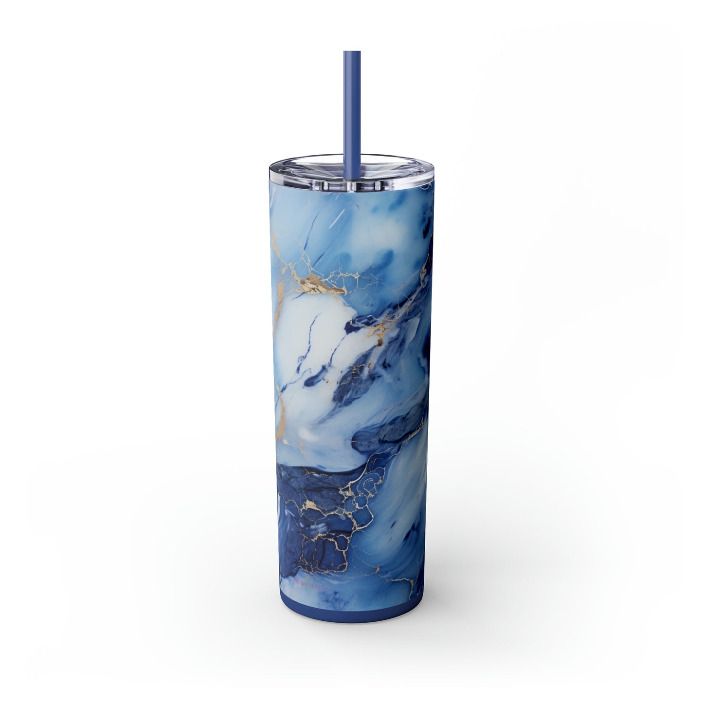 Blue Marble 20-Ounce Steel Skinny Tumbler with Lid and Straw - Dyborn Designs