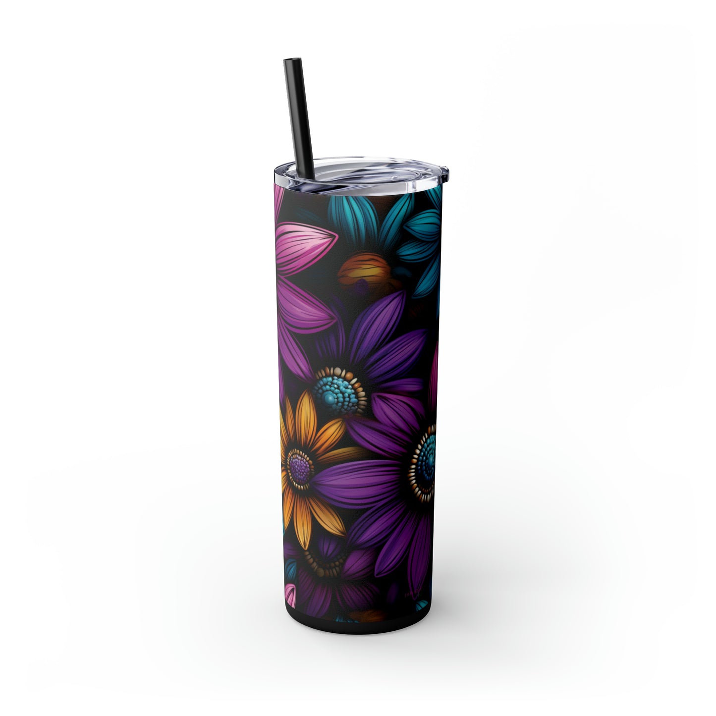 Sunflower Fantasy 20oz Insulated Stainless Steel Skinny Tumbler with Lid and Straw - Dyborn Designs
