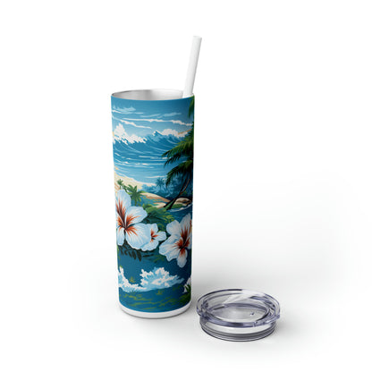 Island Oasis 20-Ounce Steel Skinny Tumbler with Lid and Straw - Dyborn Designs