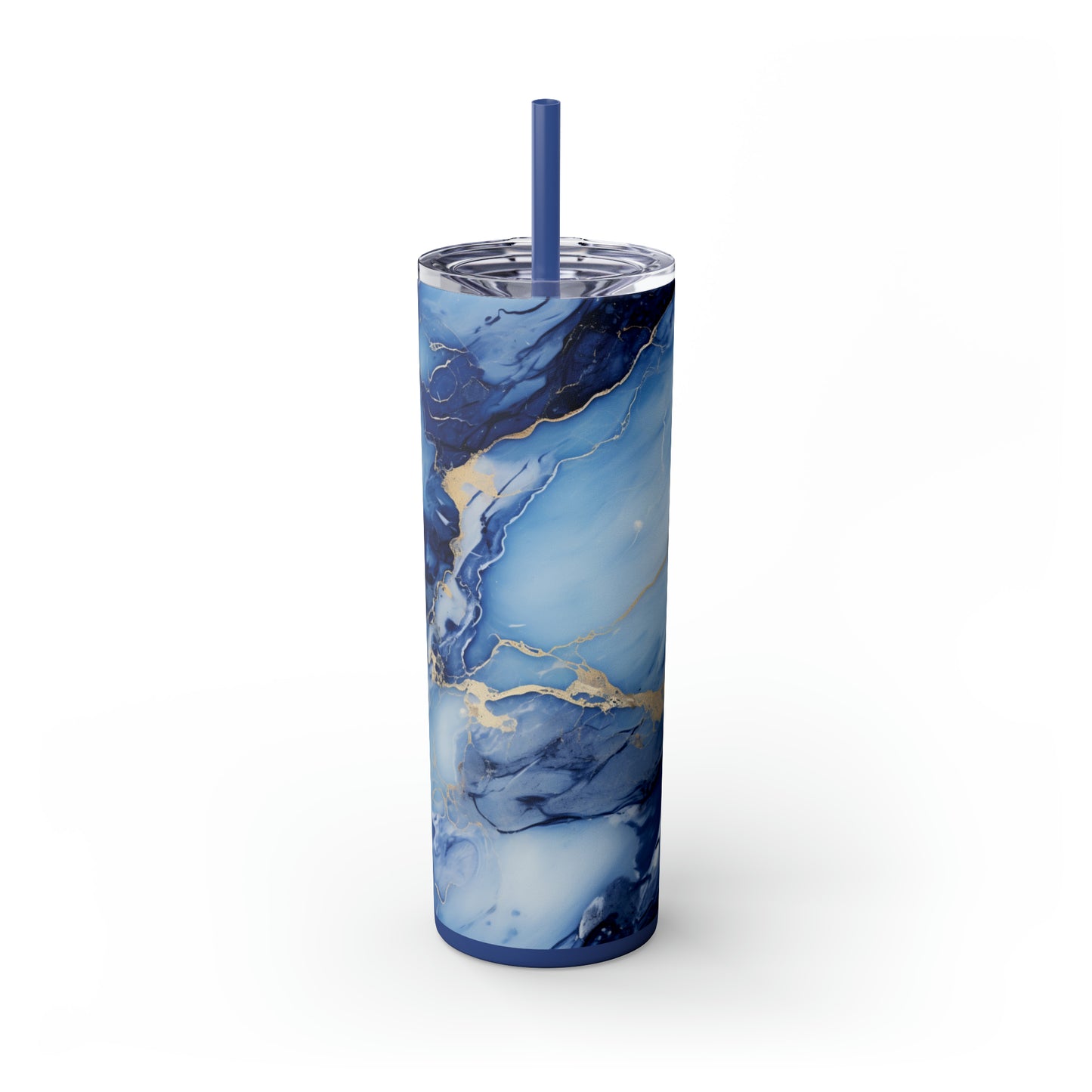 Blue Marble 20-Ounce Steel Skinny Tumbler with Lid and Straw - Dyborn Designs