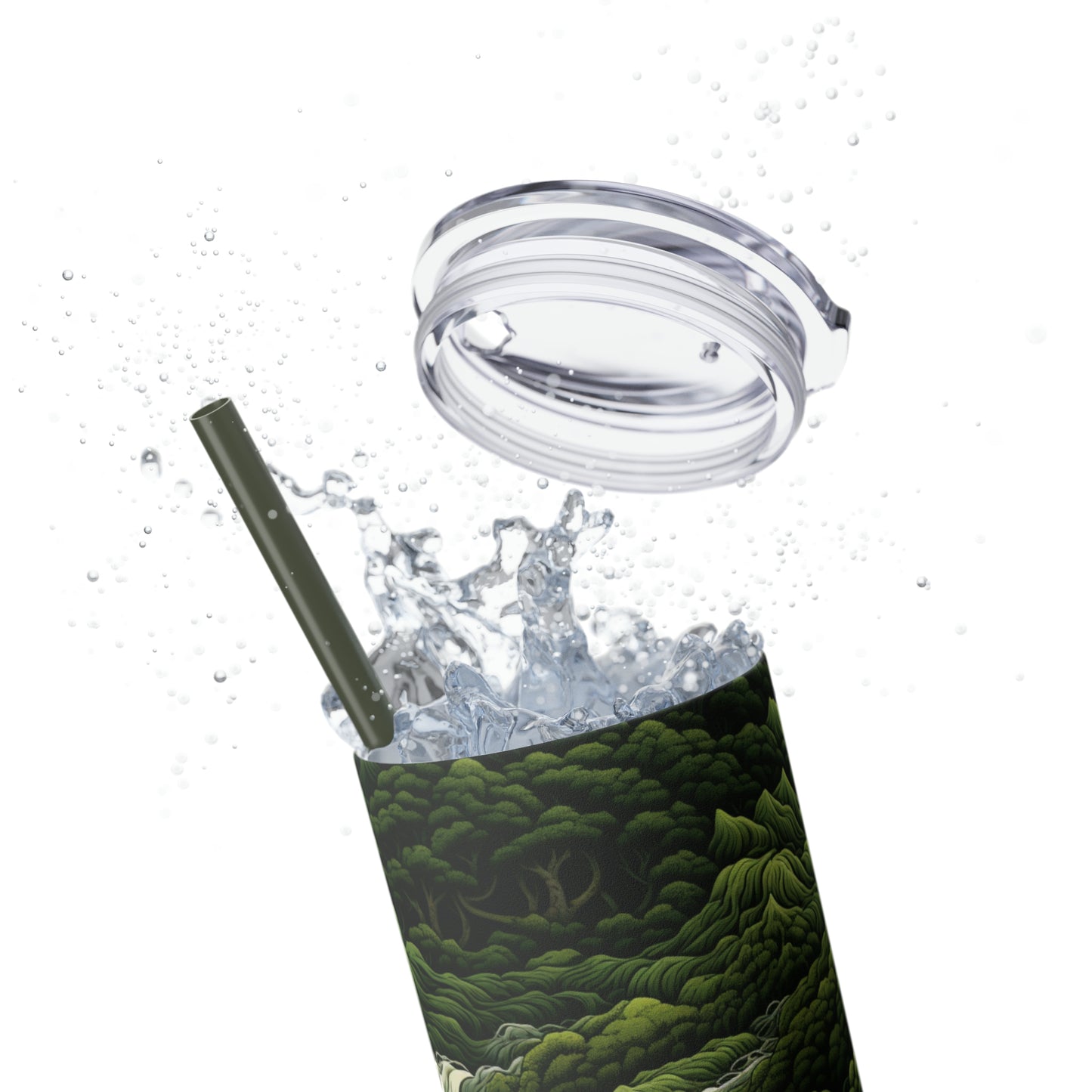 Flowing Forest 20-Ounce Steel Skinny Tumbler with Lid and Straw - Dyborn Designs