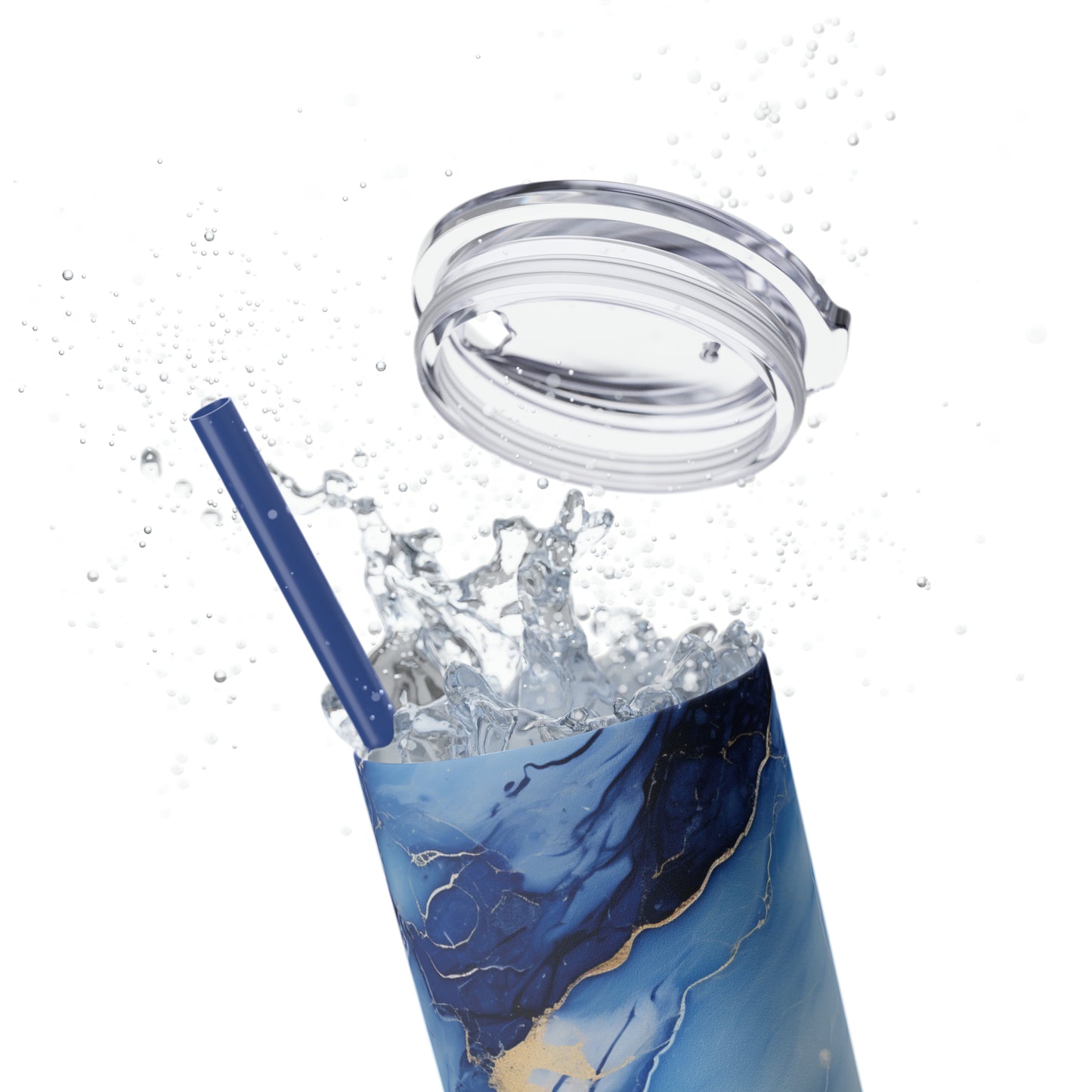 Blue Marble 20-Ounce Steel Skinny Tumbler with Lid and Straw - Dyborn Designs