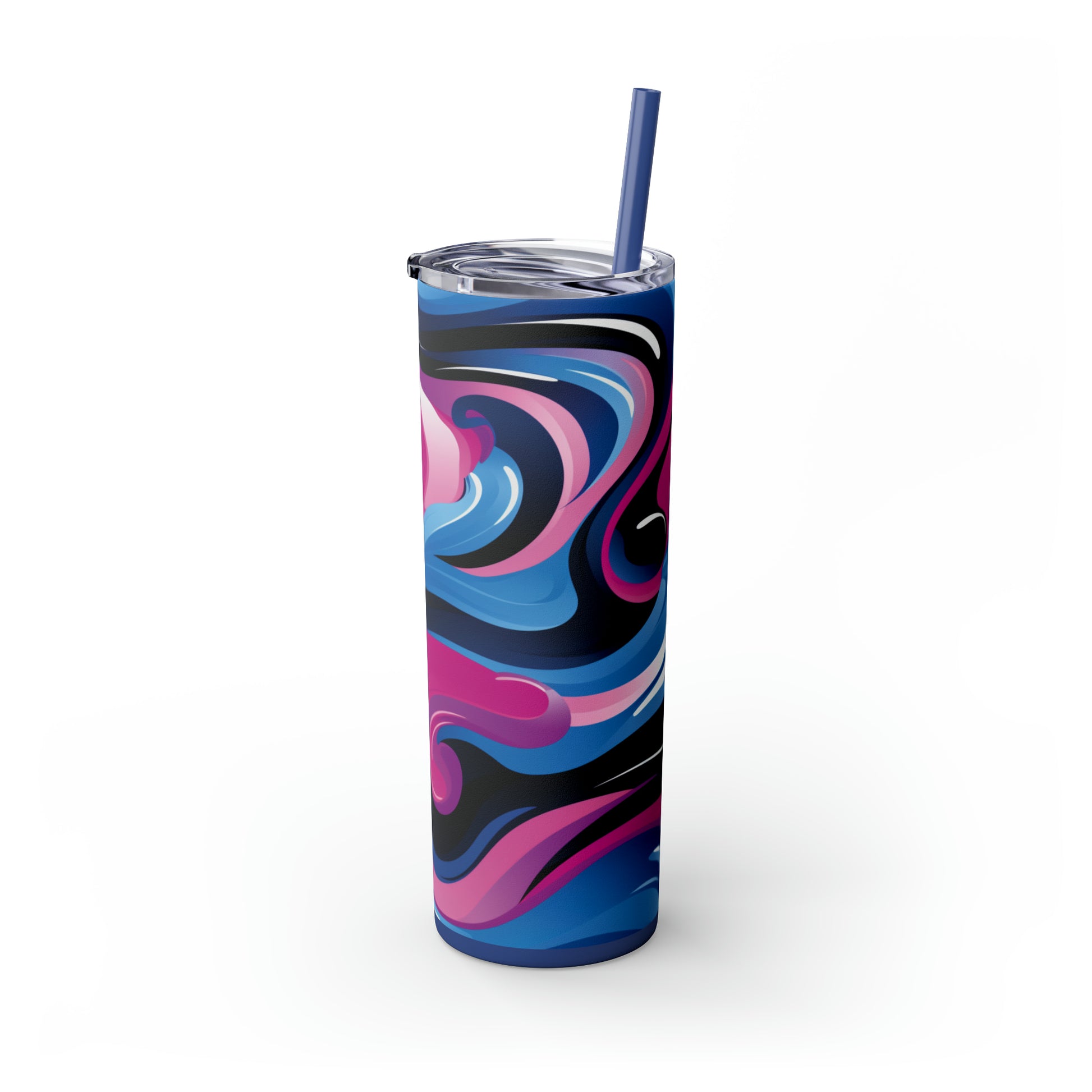 Bubble Gum Swirl 20-Ounce Steel Skinny Tumbler with Lid and Straw - Dyborn Designs