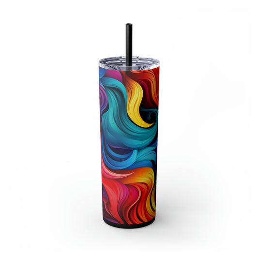 Rainbow Eddies 20oz Insulated Stainless Steel Skinny Tumbler with Lid and Straw - Dyborn Designs
