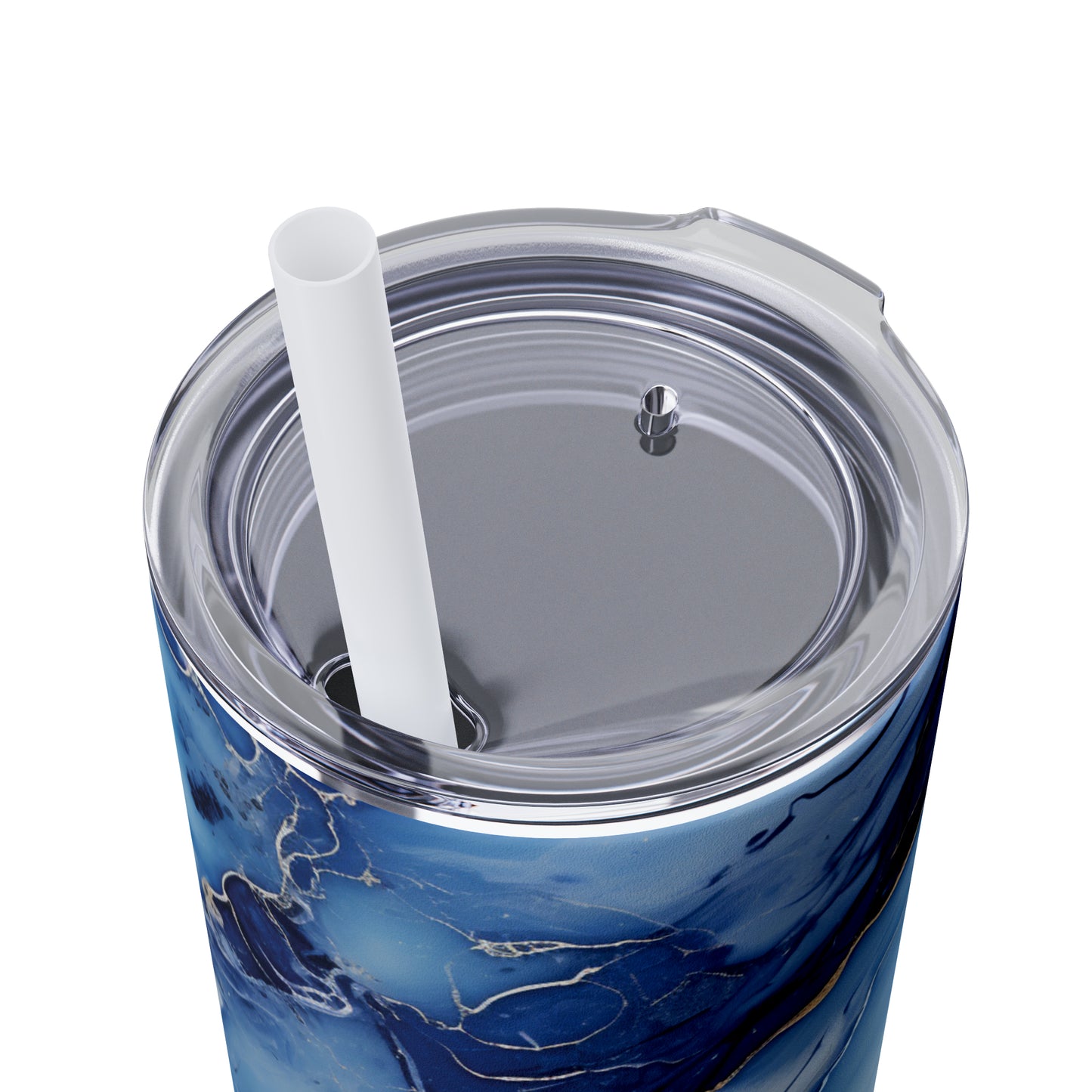 Blue Marble 20-Ounce Steel Skinny Tumbler with Lid and Straw - Dyborn Designs