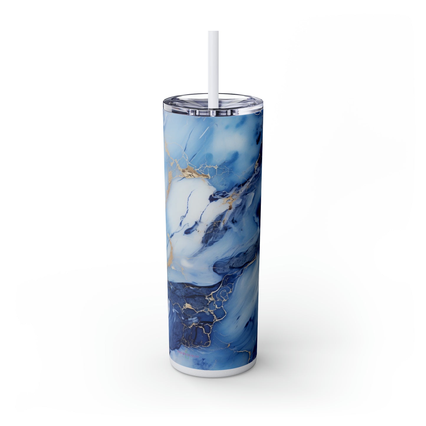 Blue Marble 20-Ounce Steel Skinny Tumbler with Lid and Straw - Dyborn Designs