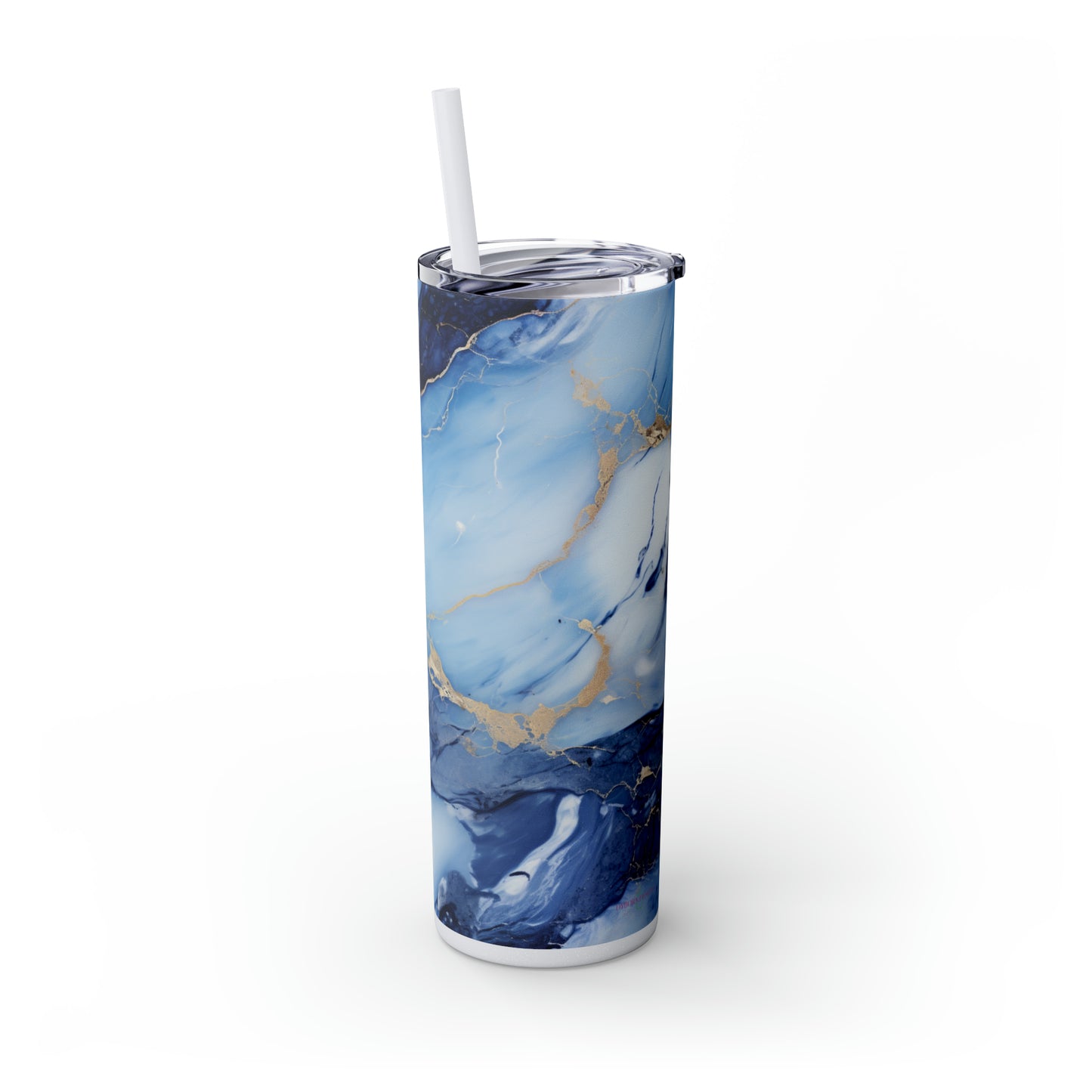 Blue Marble 20-Ounce Steel Skinny Tumbler with Lid and Straw - Dyborn Designs