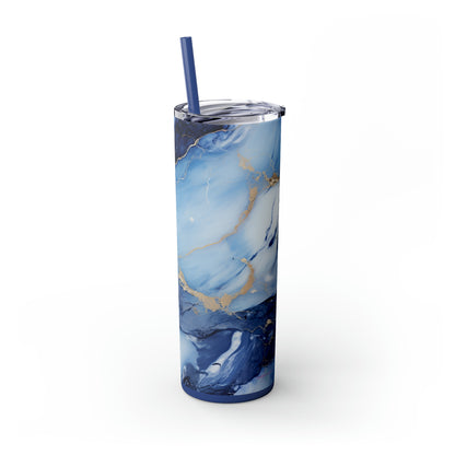 Blue Marble 20-Ounce Steel Skinny Tumbler with Lid and Straw - Dyborn Designs