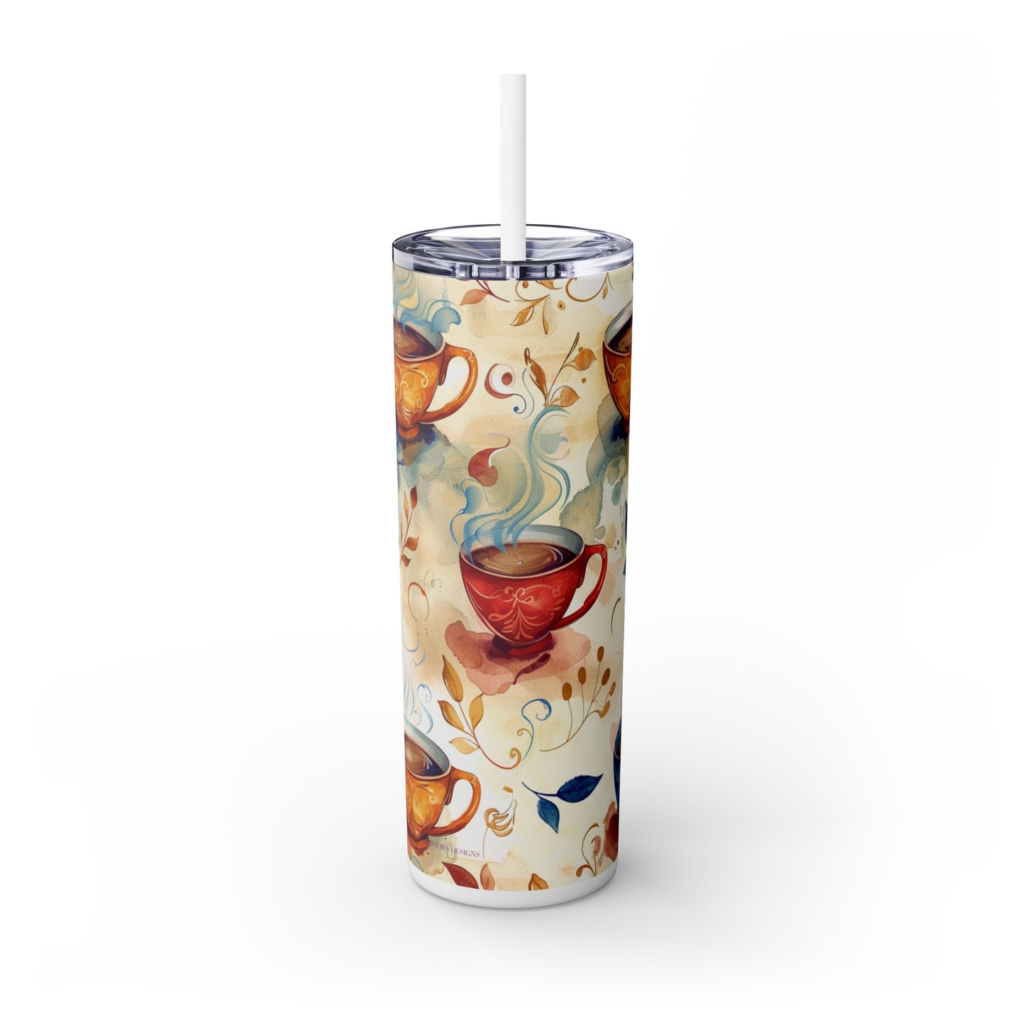 Morning Coffee 20oz Insulated Stainless Steel Skinny Tumbler with Lid and Straw - Dyborn Designs