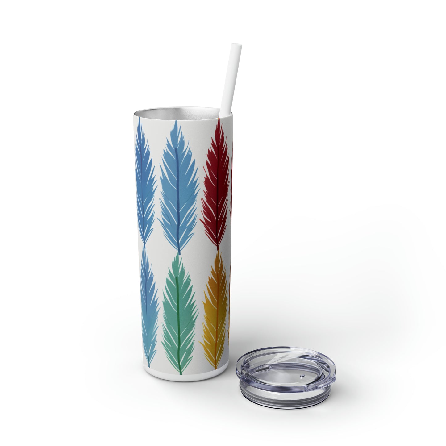 Feathered Harmony 20-Ounce Steel Skinny Tumbler with Lid and Straw - Dyborn Designs