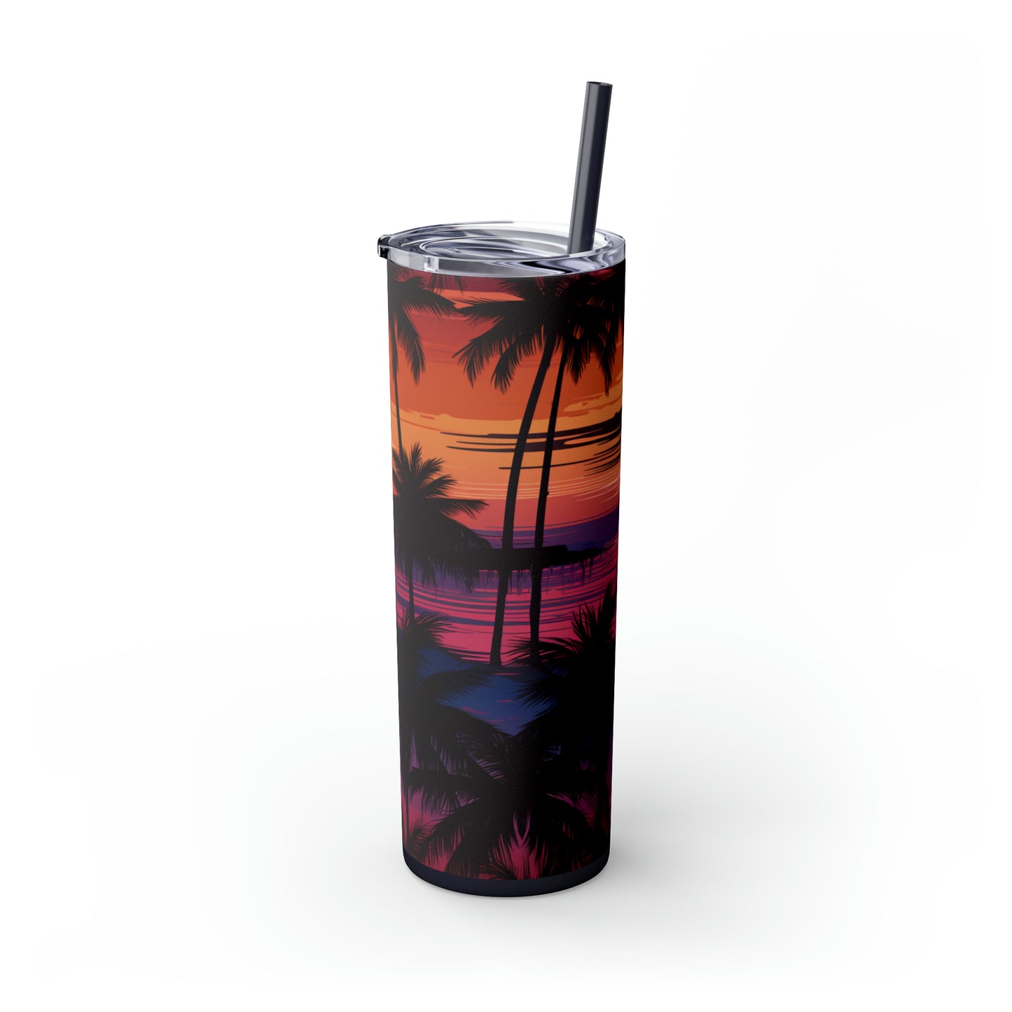 Tropical Sunset 20oz Insulated Stainless Steel Skinny Tumbler with Lid and Straw - Dyborn Designs