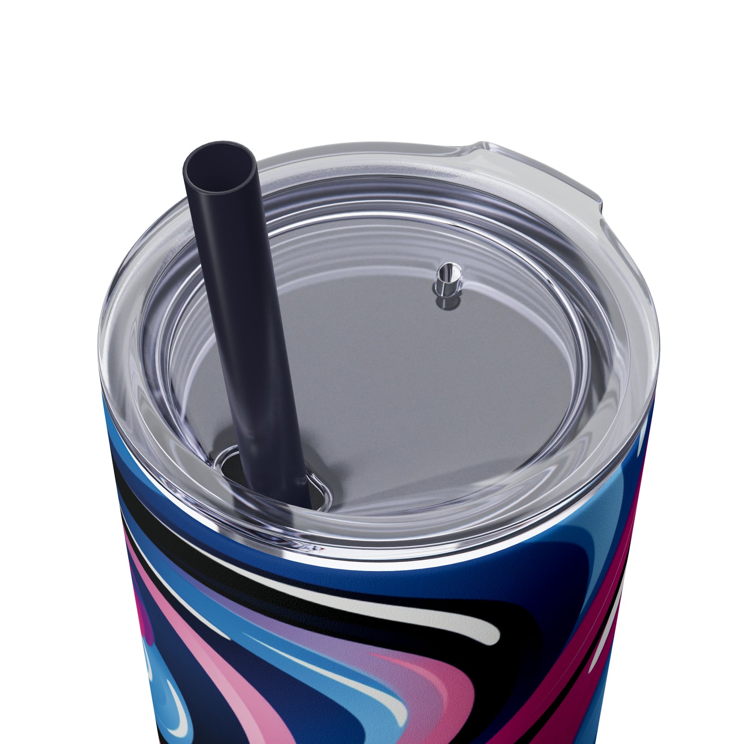 Bubble Gum Swirl 20-Ounce Steel Skinny Tumbler with Lid and Straw - Dyborn Designs