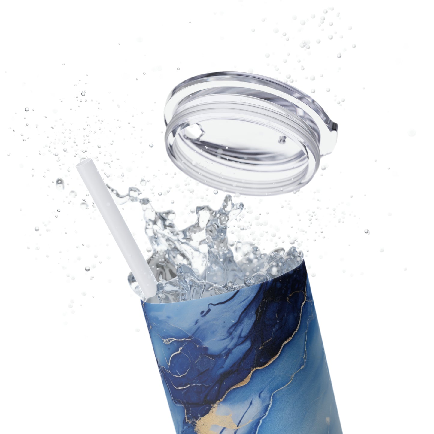 Blue Marble 20-Ounce Steel Skinny Tumbler with Lid and Straw - Dyborn Designs