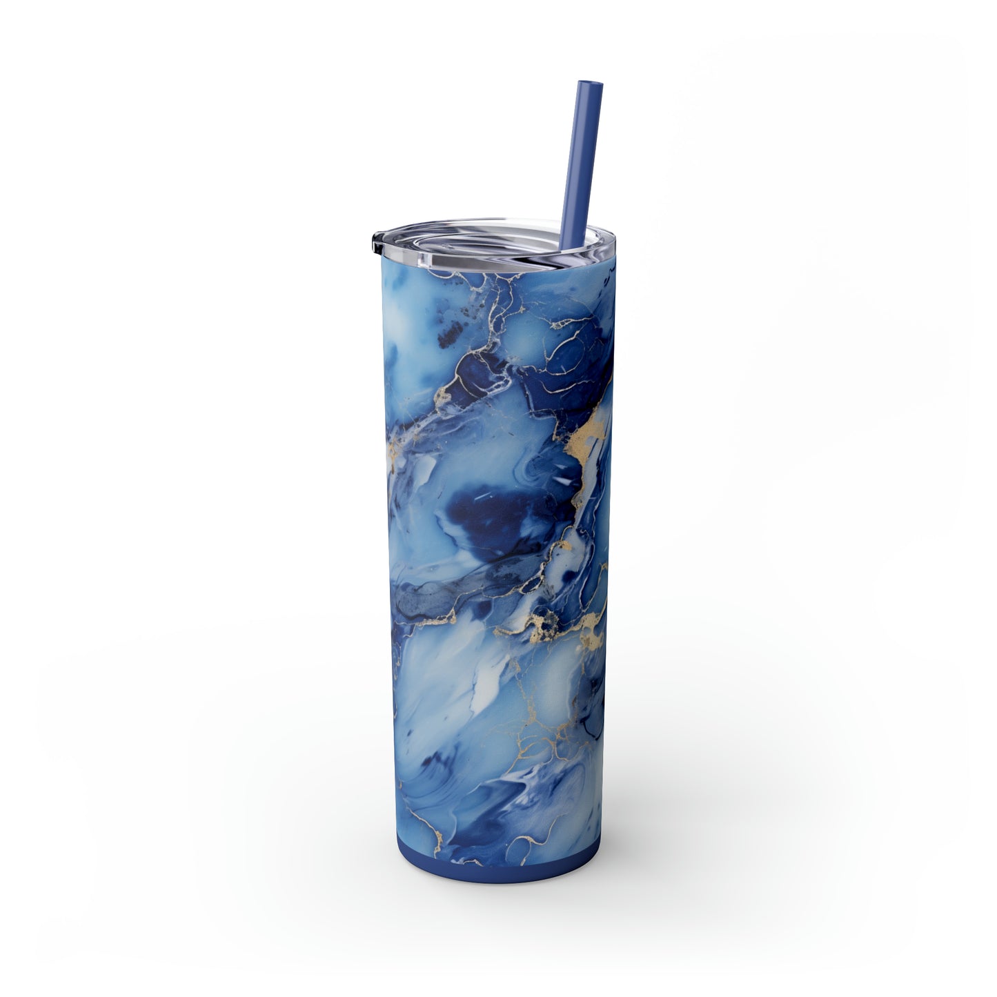 Blue Marble 20-Ounce Steel Skinny Tumbler with Lid and Straw - Dyborn Designs