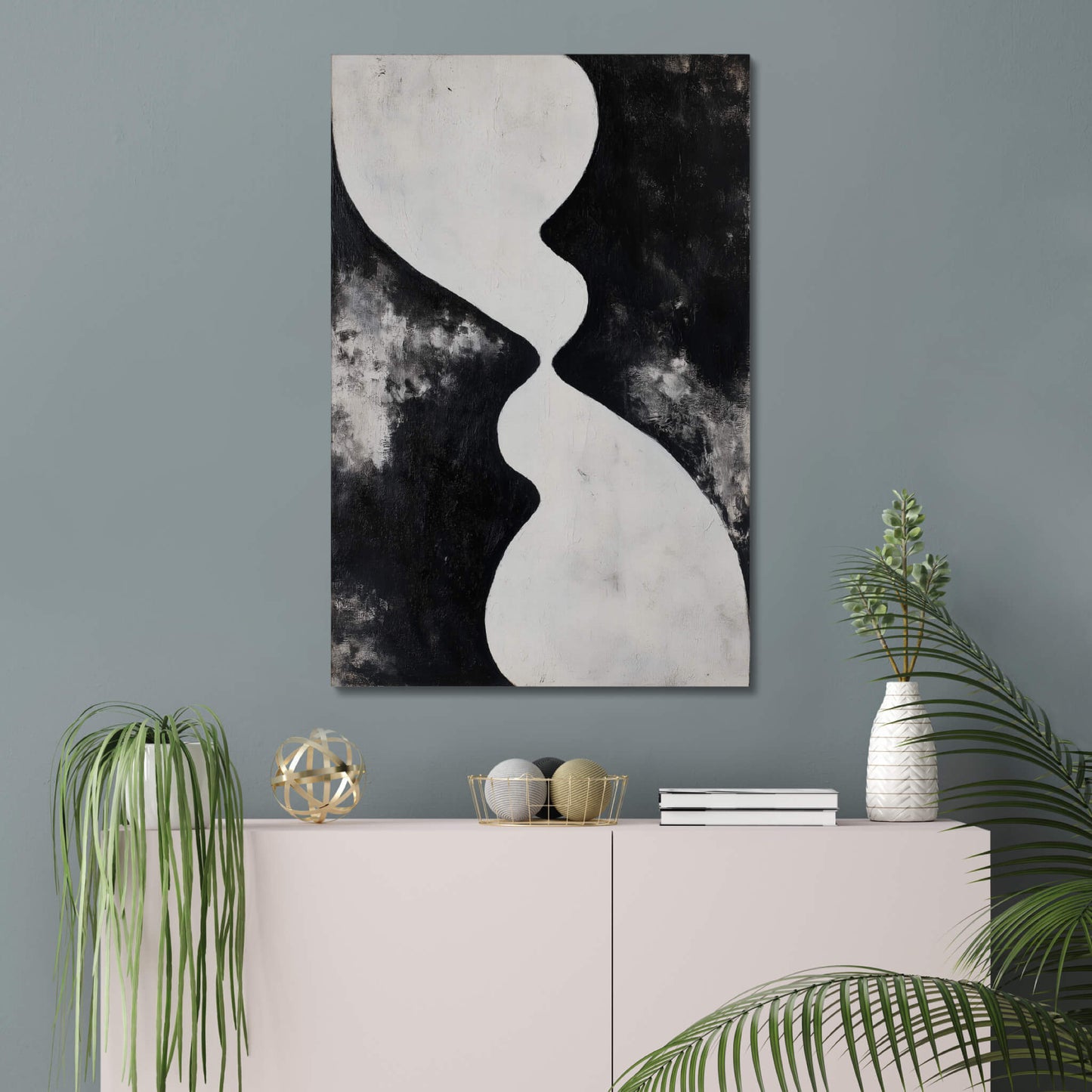 Balanced Divide - Modern Minimalist Acrylic Wall Art - 24 x 36 Inch - Blue Mock Up - Dyborn Designs
