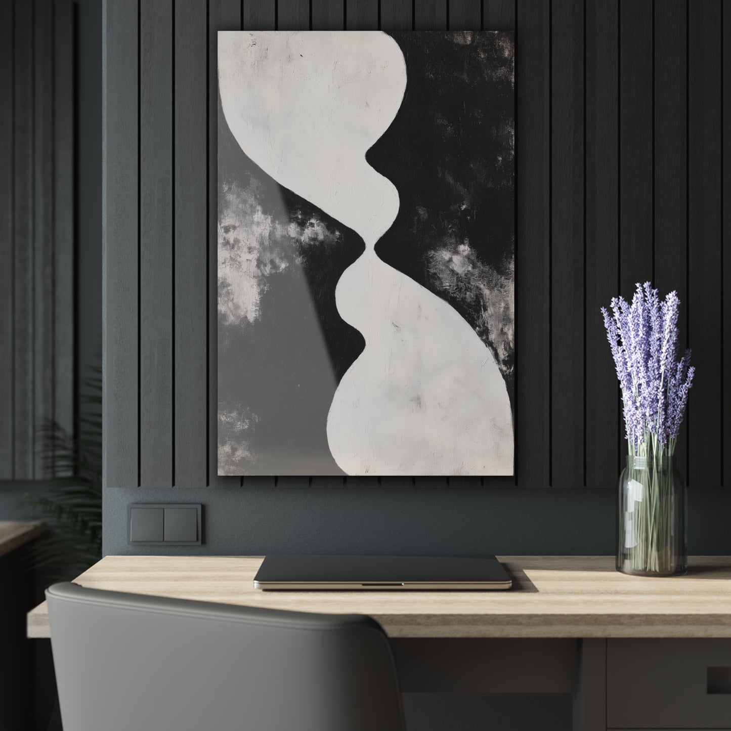 Balanced Divide - Modern Minimalist Acrylic Wall Art - 24 x 36 Inch - Dark Mock Up - Dyborn Designs