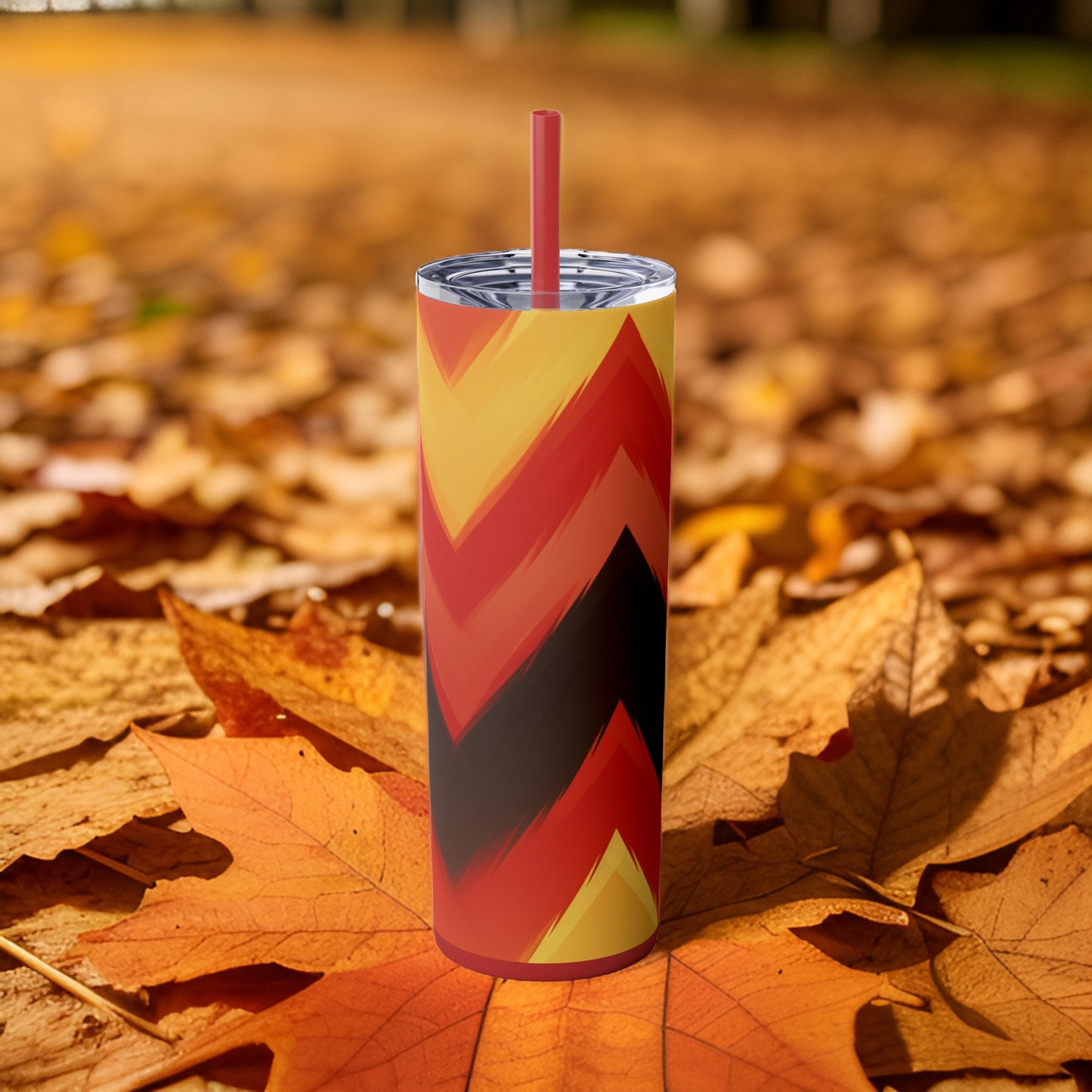Candy Corn 20oz Stainless Steel Skinny Tumbler with Lid & Straw Color Lipstick Red - Dyborn Designs