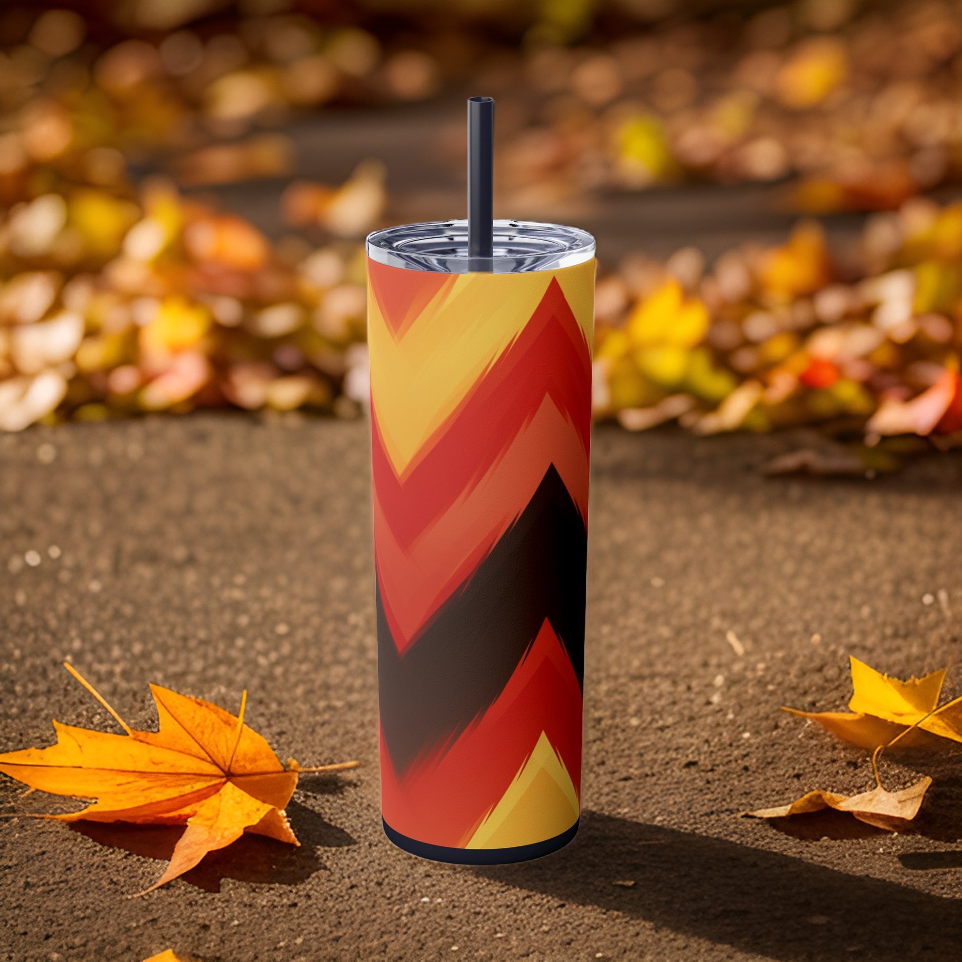 Candy Corn 20oz Stainless Steel Skinny Tumbler with Lid & Straw Color Midnight - Dyborn Designs