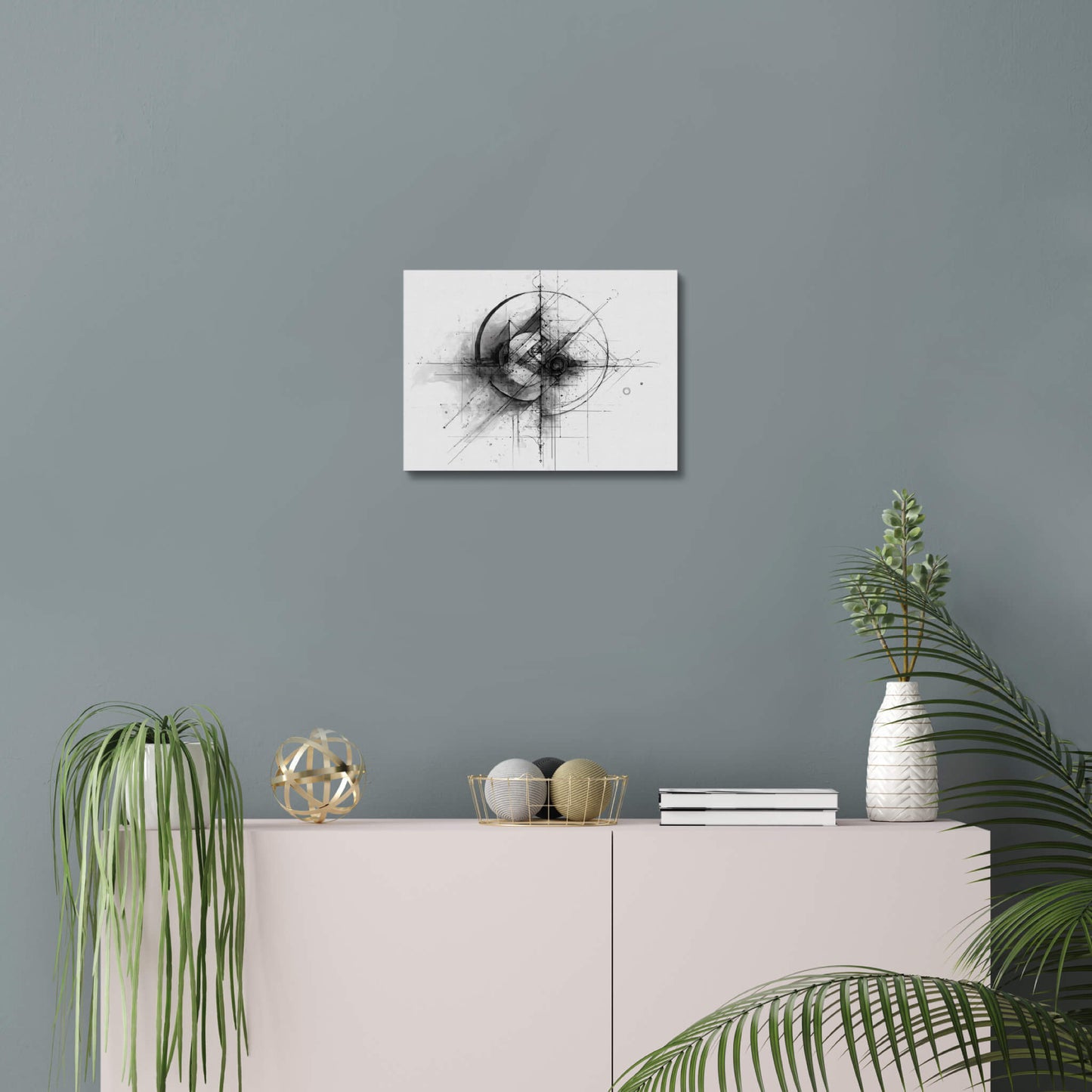Celestial Draft - Modern Minimalist Acrylic Wall Art - 14 x 11 Inch - Blue Mock Up - Dyborn Designs
