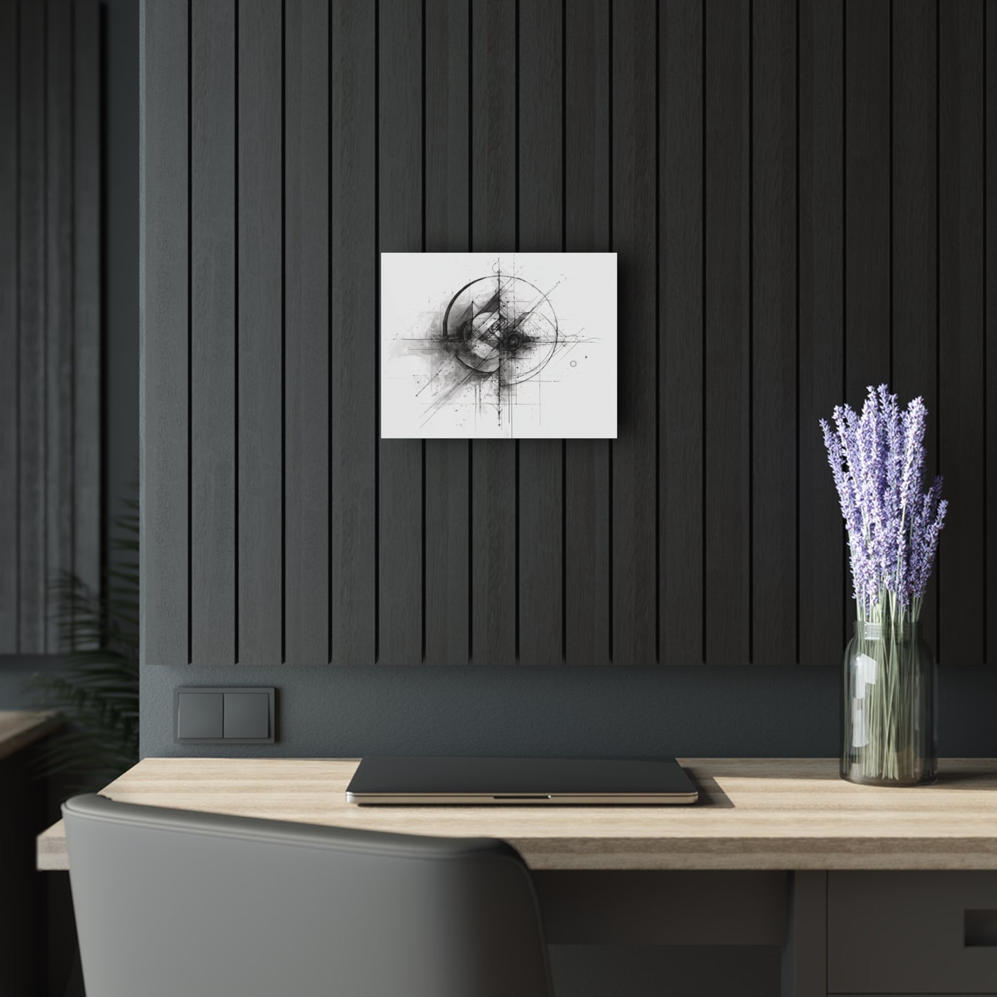 Celestial Draft - Modern Minimalist Acrylic Wall Art - 14 x 11 Inch - Dark Mock Up - Dyborn Designs