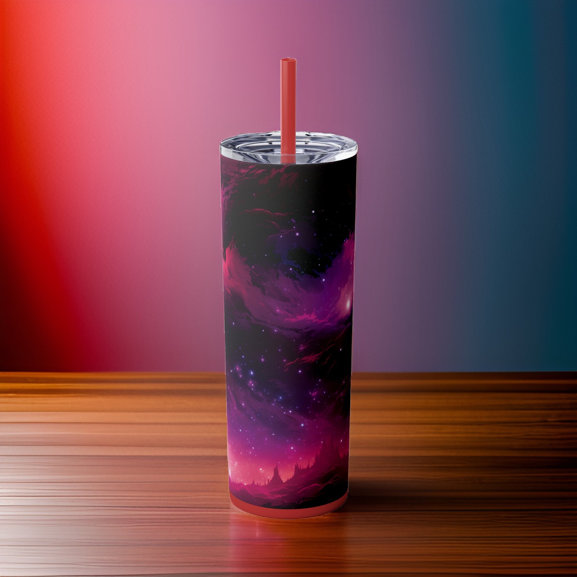Cosmic Fantasy 20oz Stainless Steel Skinny Tumbler with Lid & Straw Color Lipstick Red - Dyborn Designs