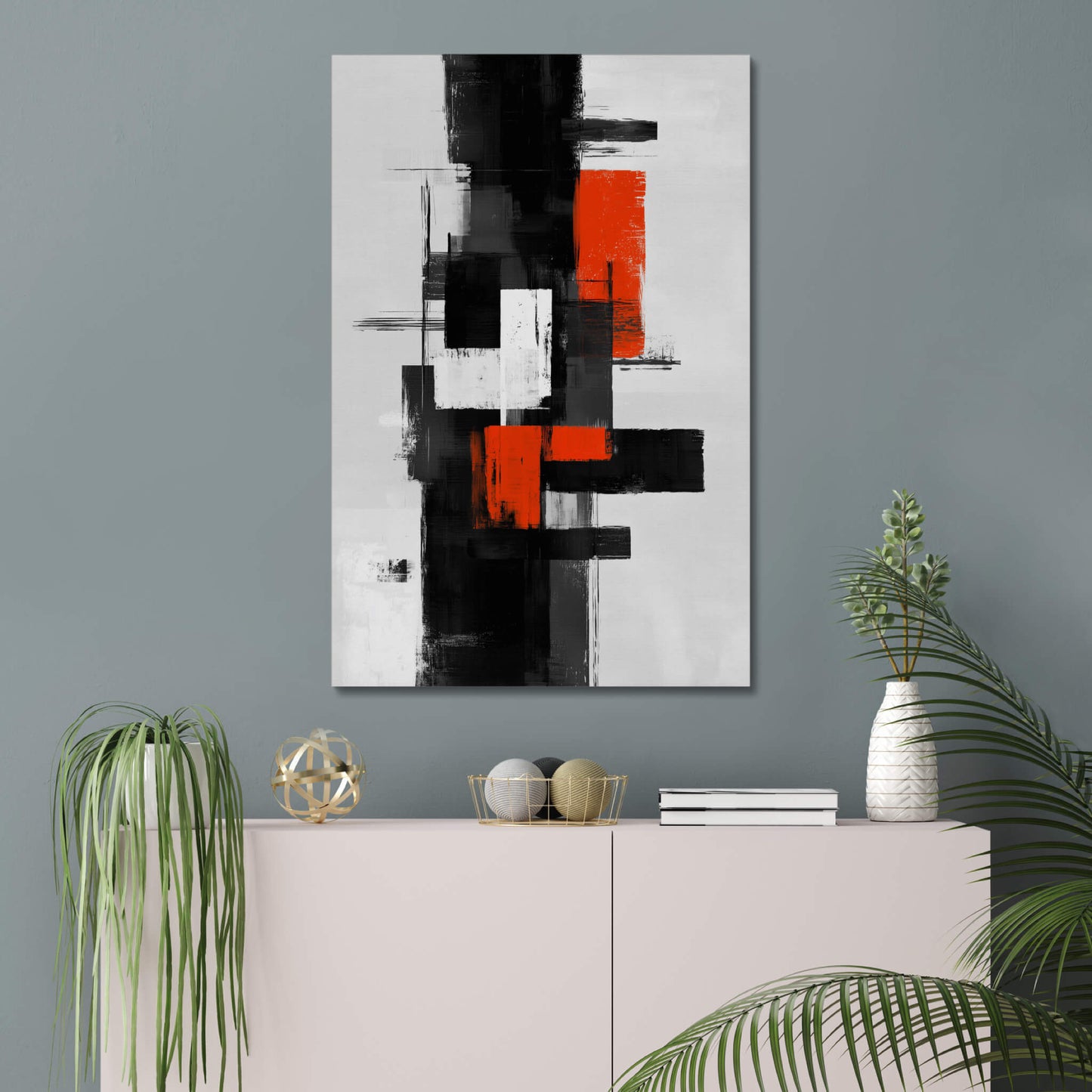 Crimson Forms - Modern Minimalist Acrylic Wall Art - 24 x 36 Inch - Blue Mock Up - Dyborn Designs