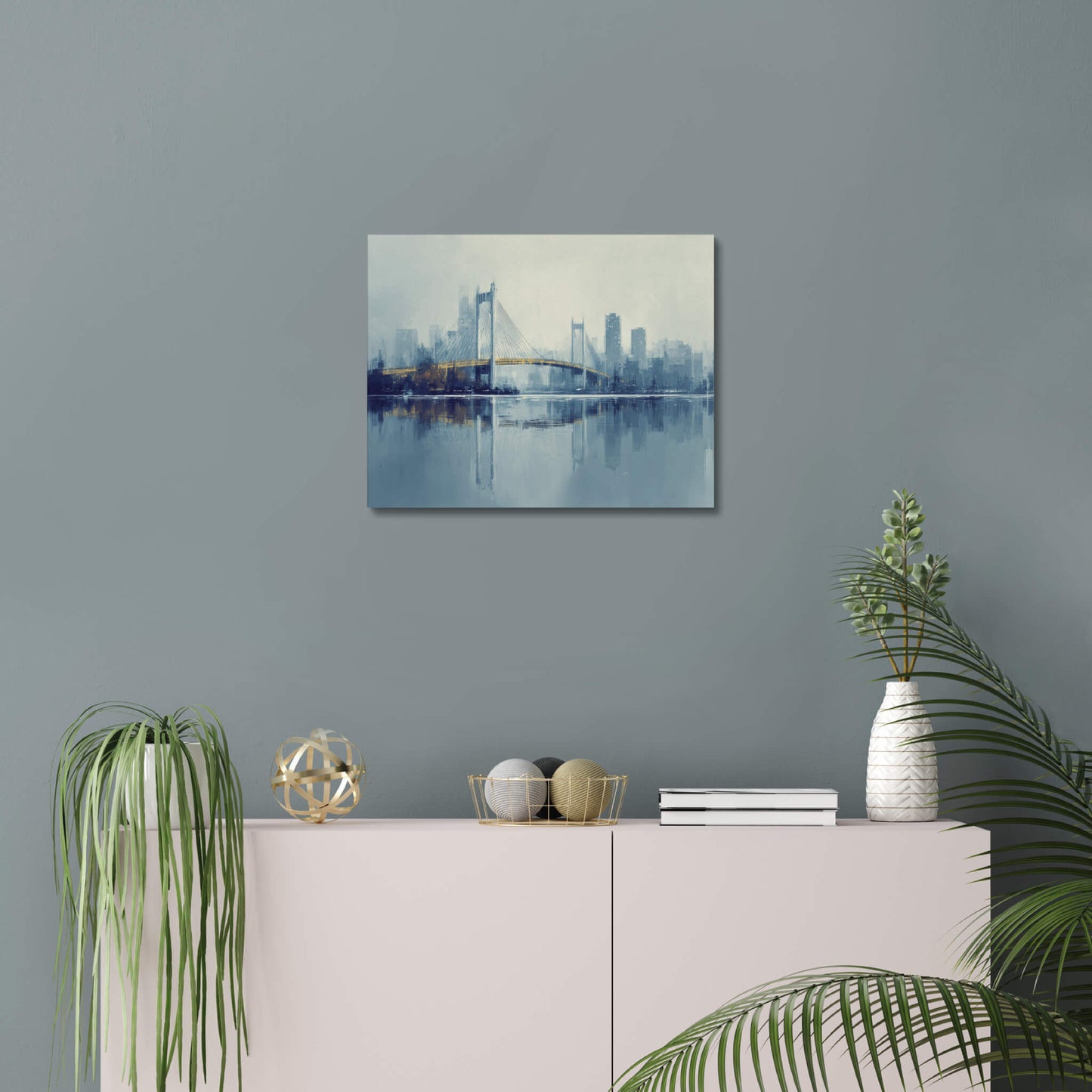 Current Thread - Modern Minimalist Acrylic Wall Art - 20 x 16 Inch - Blue Mock Up - Dyborn Designs