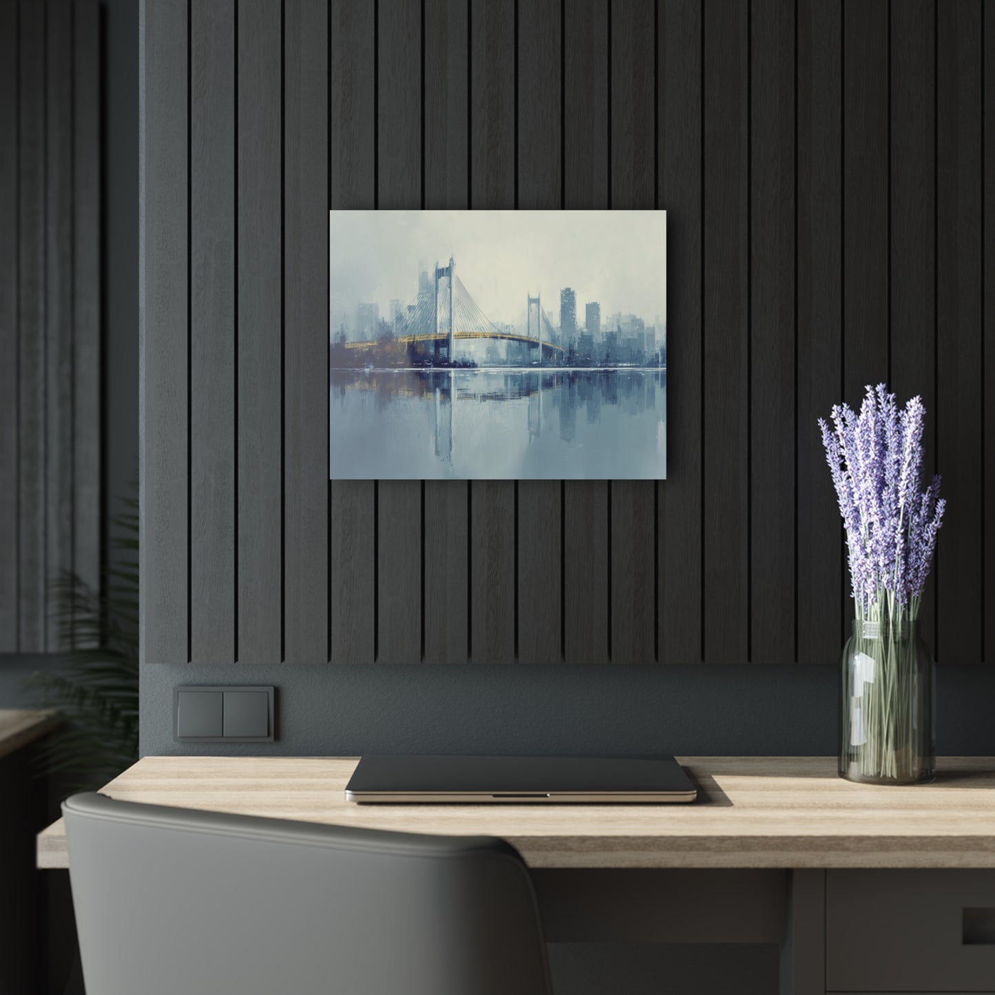 Current Thread - Modern Minimalist Acrylic Wall Art - 20 x 16 Inch - Dark Mock Up - Dyborn Designs