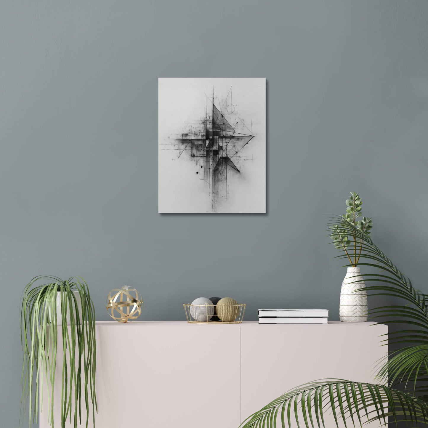 Dissonant Form - Modern Minimalist Acrylic Wall Art - 16 x 20 Inch - Blue Mock Up - Dyborn Designs