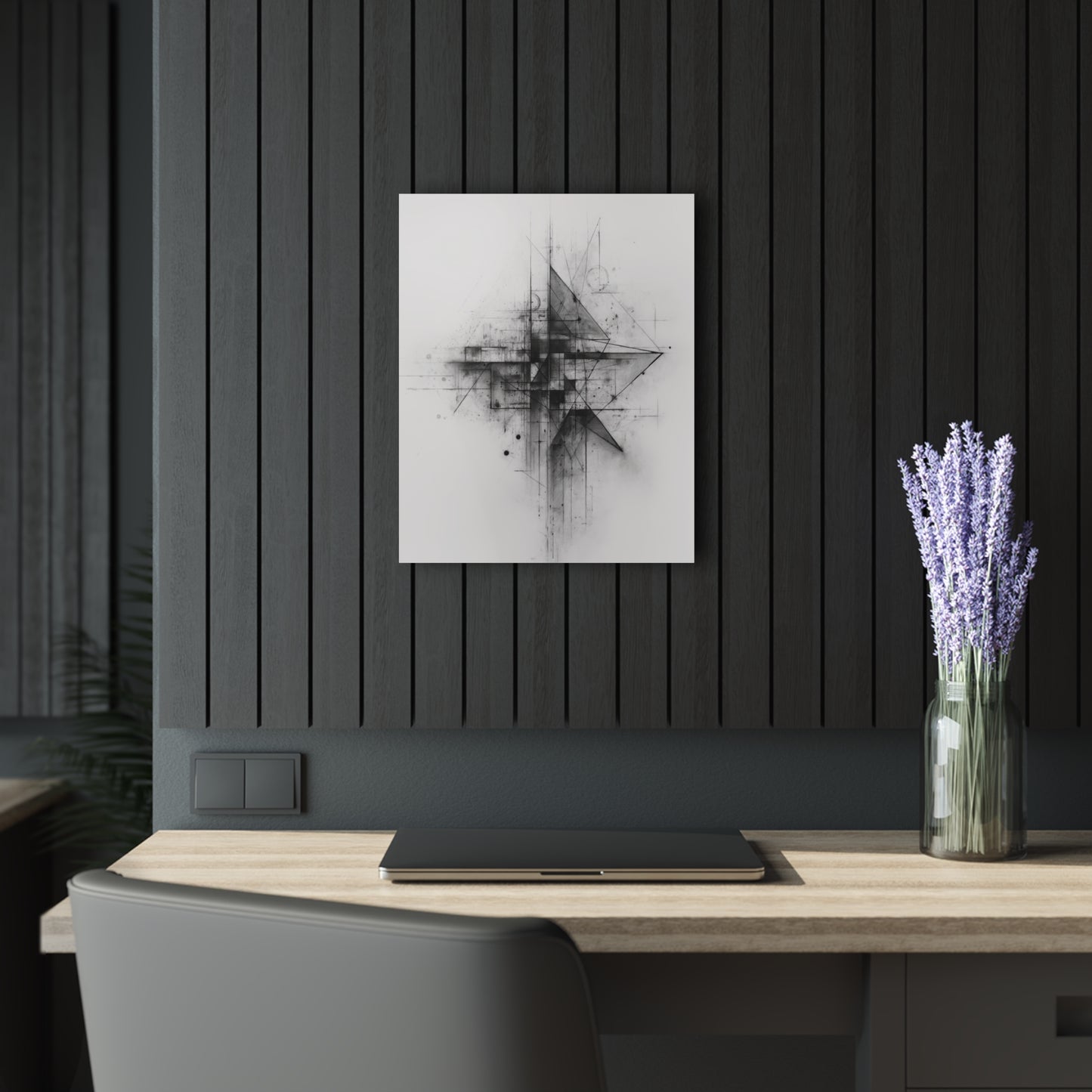 Dissonant Form - Modern Minimalist Acrylic Wall Art - 16 x 20 Inch - Dark Mock Up - Dyborn Designs