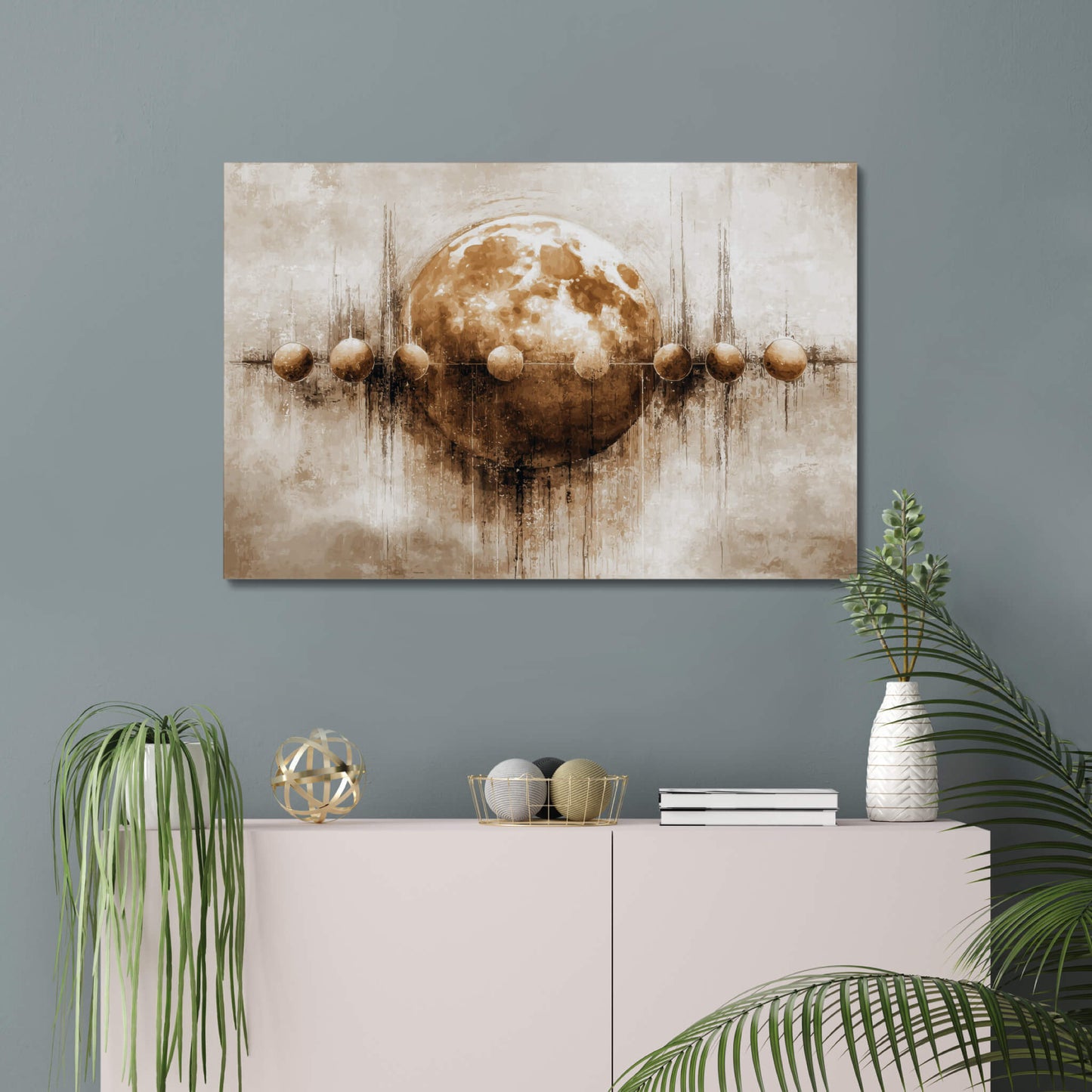 Divided Phases - Modern Minimalist Acrylic Wall Art - 36 x 24 Inch - Blue Mock Up - Dyborn Designs