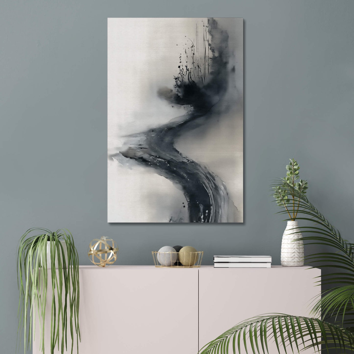 Drifting Memory - Modern Minimalist Acrylic Wall Art - 24 x 36 Inch - Blue Mock Up - Dyborn Designs