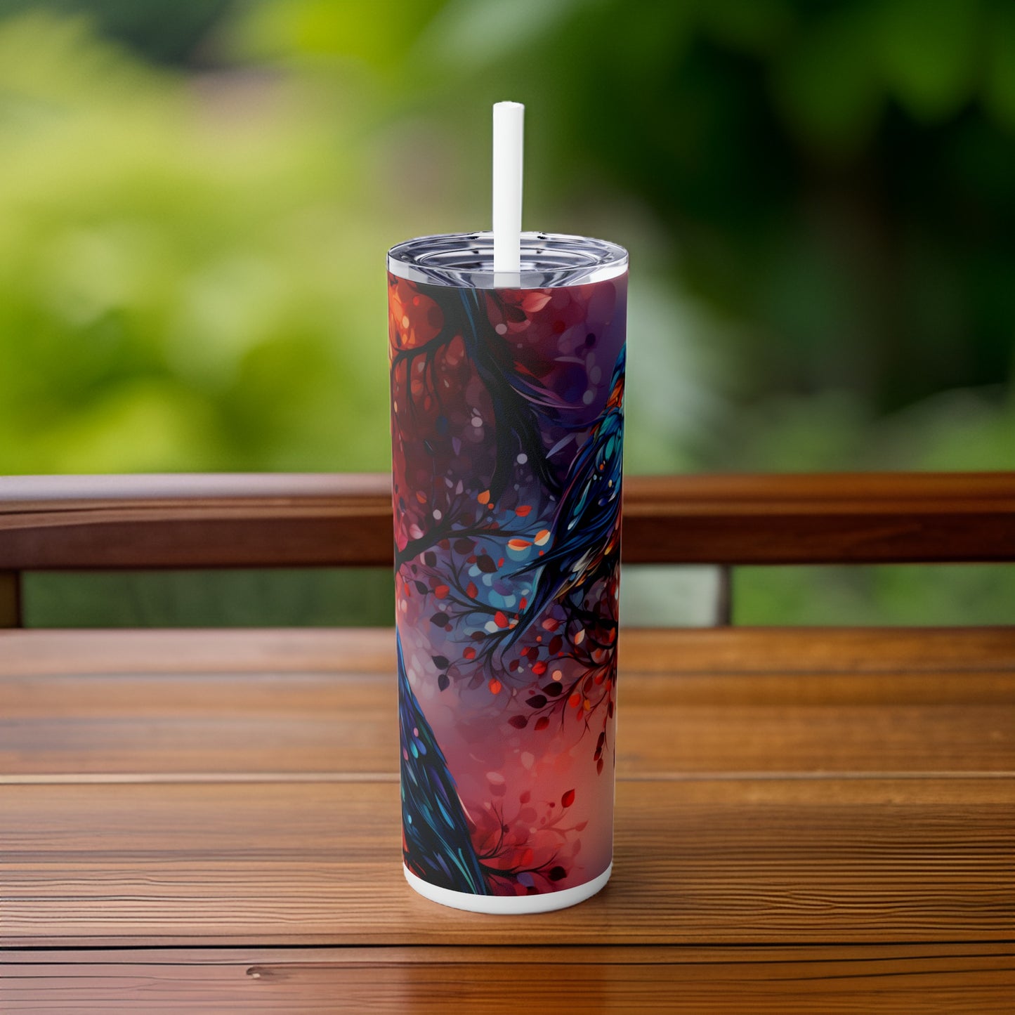 Eastern Bluebird 20oz Stainless Steel Skinny Tumbler with Lid & Straw Color White - Dyborn Designs