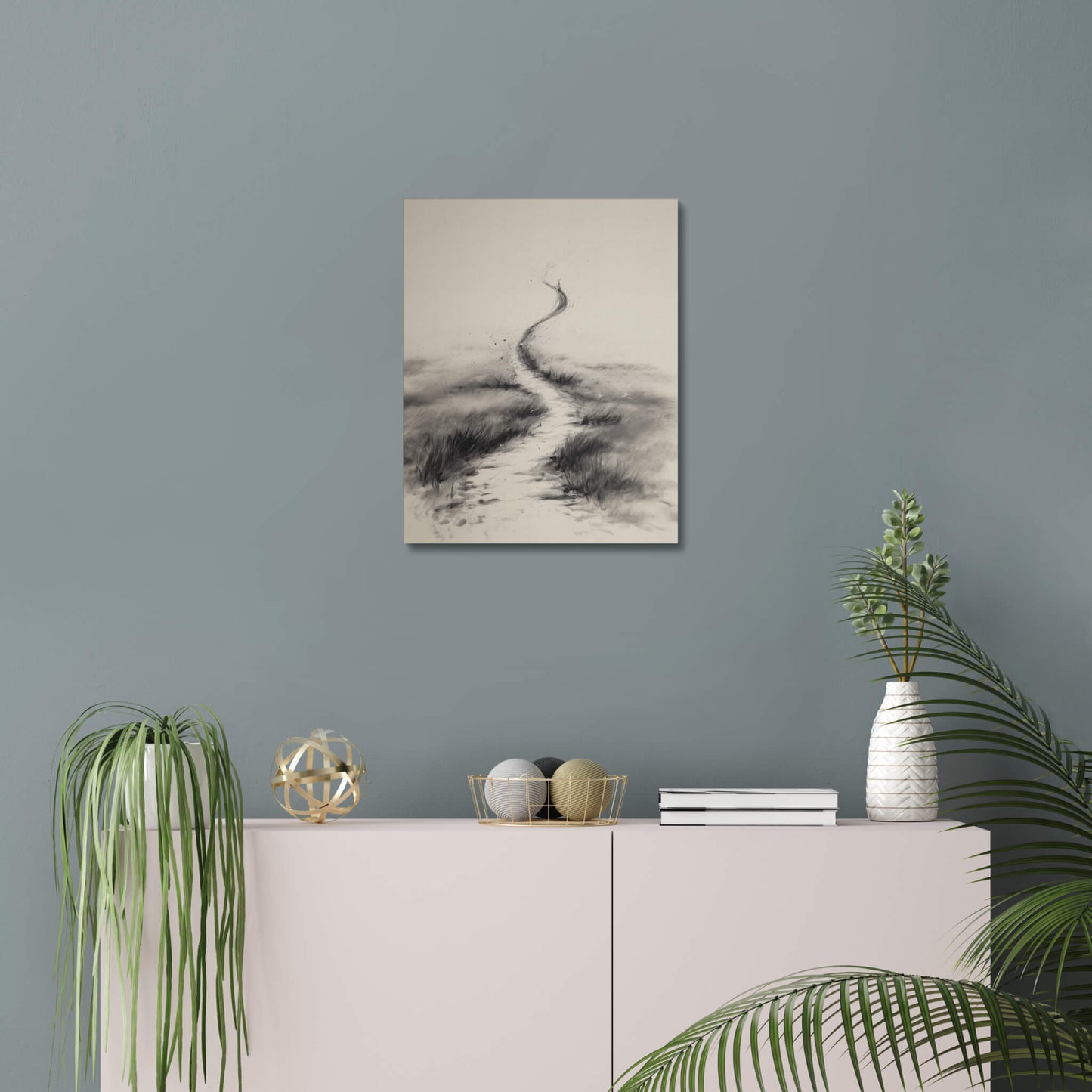 Fading Journey - Modern Minimalist Acrylic Wall Art - 16 x 20 Inch - Blue Mock Up - Dyborn Designs