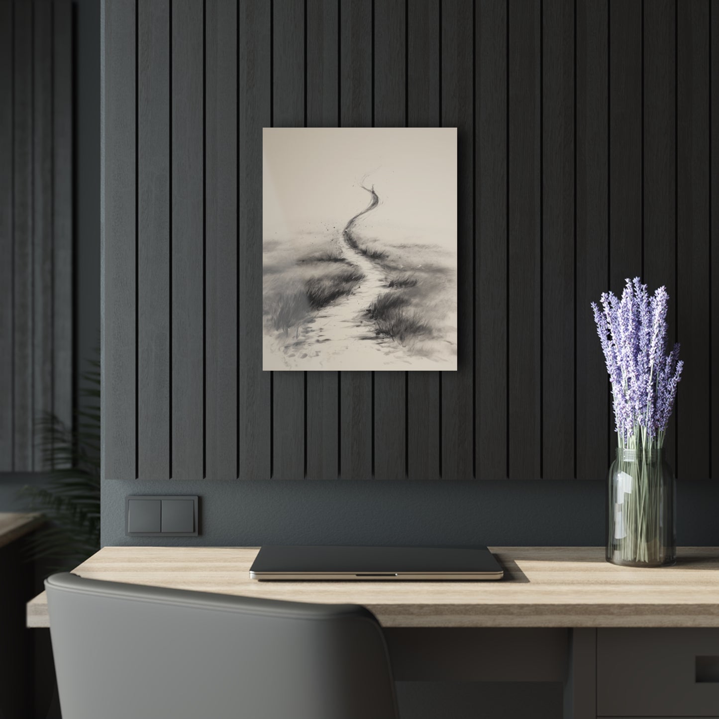 Fading Journey - Modern Minimalist Acrylic Wall Art - 16 x 20 Inch - Dark Mock Up - Dyborn Designs