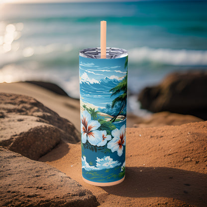 Island Oasis 20oz Stainless Steel Skinny Tumbler with Lid & Straw Color Blush - Dyborn Designs
