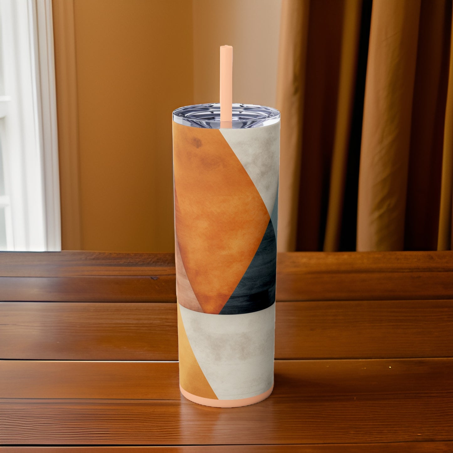 Layered Pyramids 20oz Stainless Steel Skinny Tumbler with Lid & Straw Color Blush - Dyborn Designs