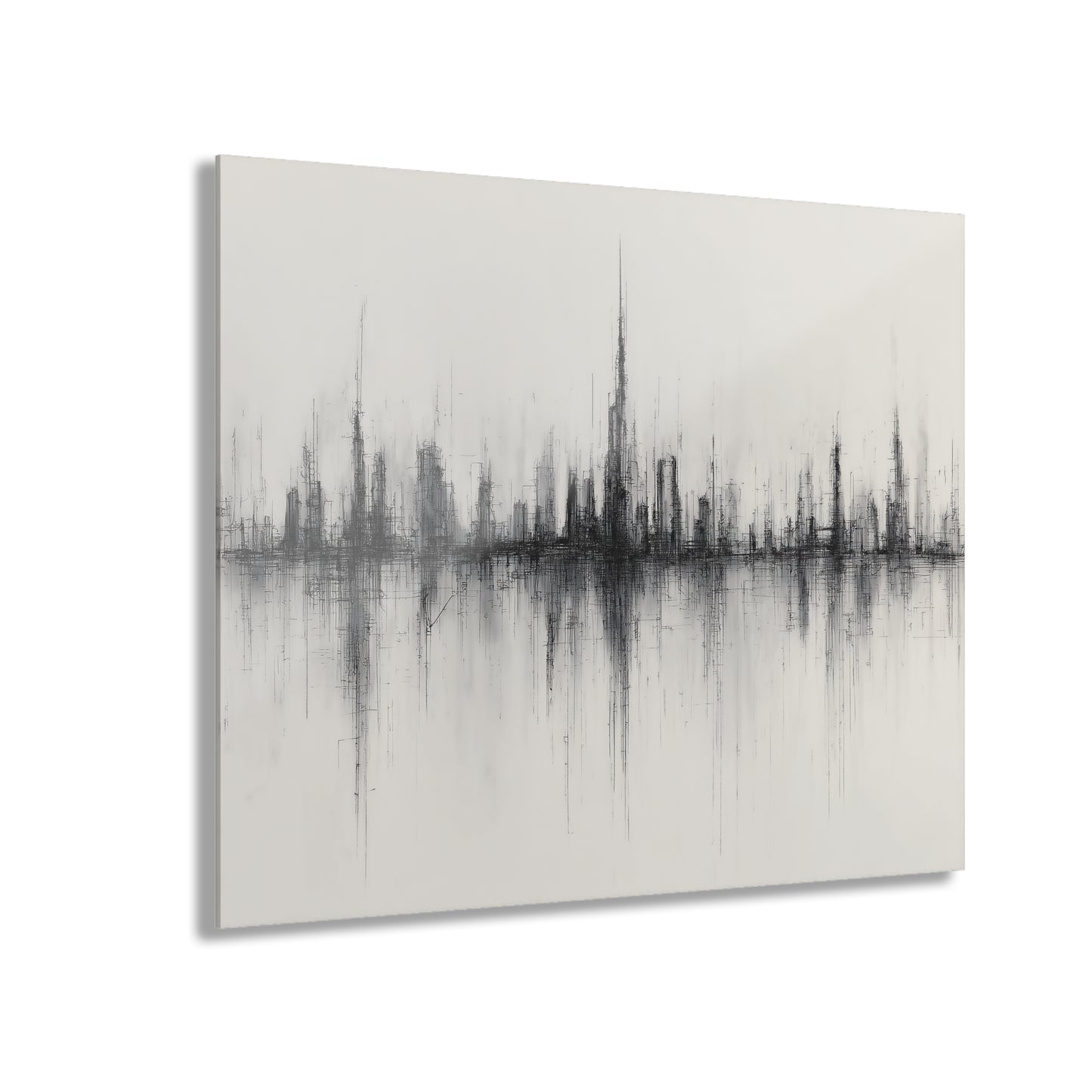 Mirrored Spires - Modern Minimalist Acrylic Wall Art - 20 x 16 Inch - Front - Dyborn Designs
