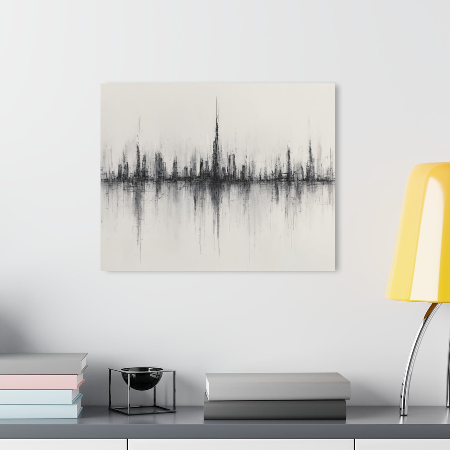 Mirrored Spires - Modern Minimalist Acrylic Wall Art - 20 x 16 Inch - Light Mock Up - Dyborn Designs