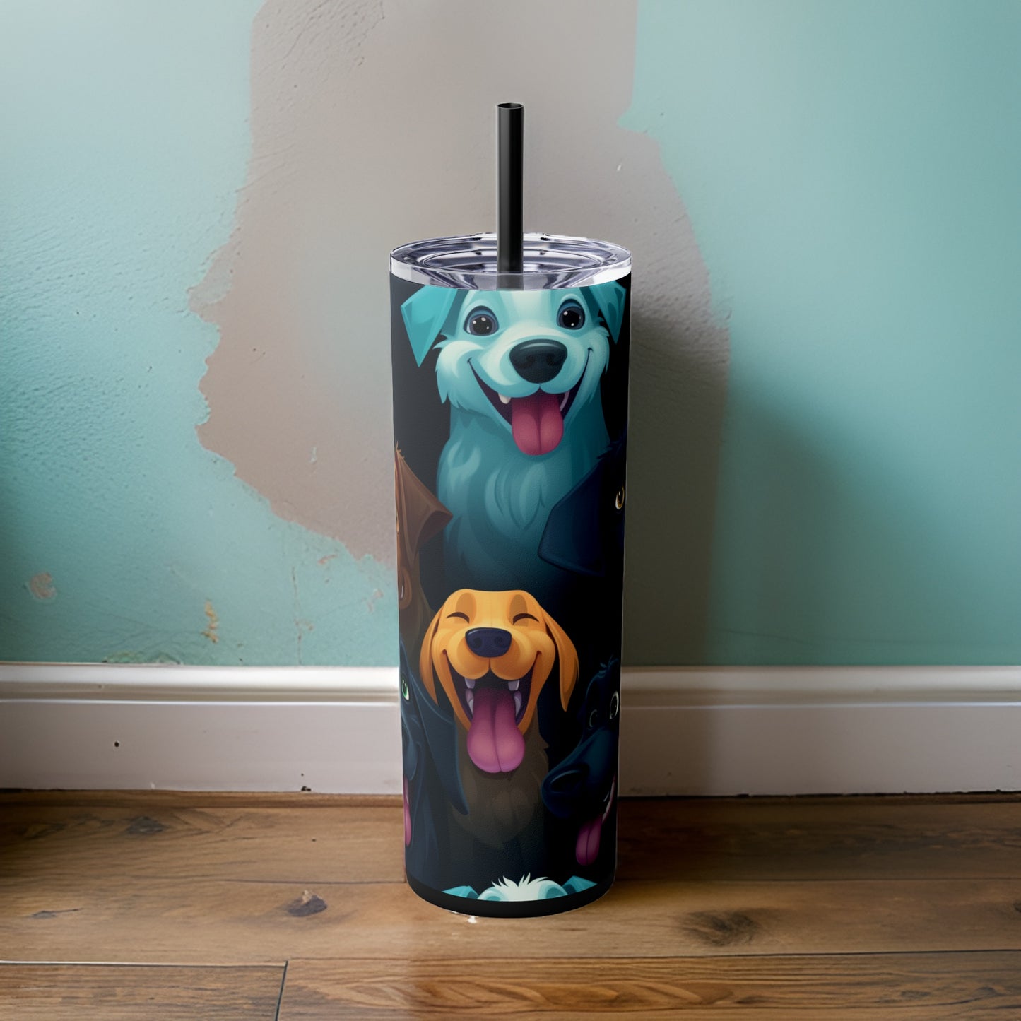 Must Love Dogs 20oz Stainless Steel Skinny Tumbler with Lid & Straw Color Black - Dyborn Designs