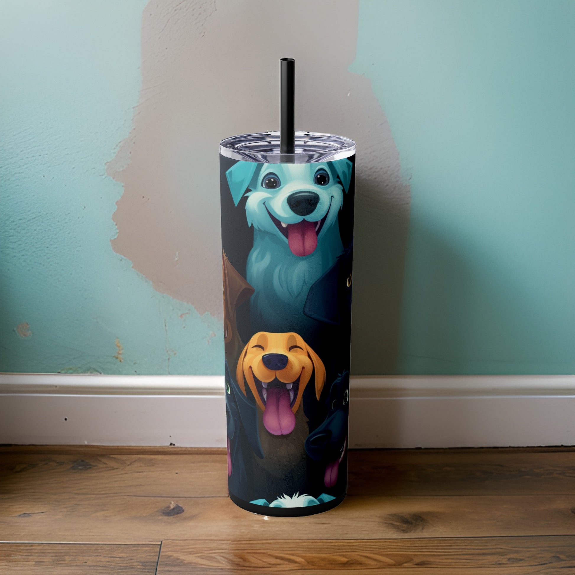 Must Love Dogs 20oz Stainless Steel Skinny Tumbler with Lid & Straw Color Black - Dyborn Designs