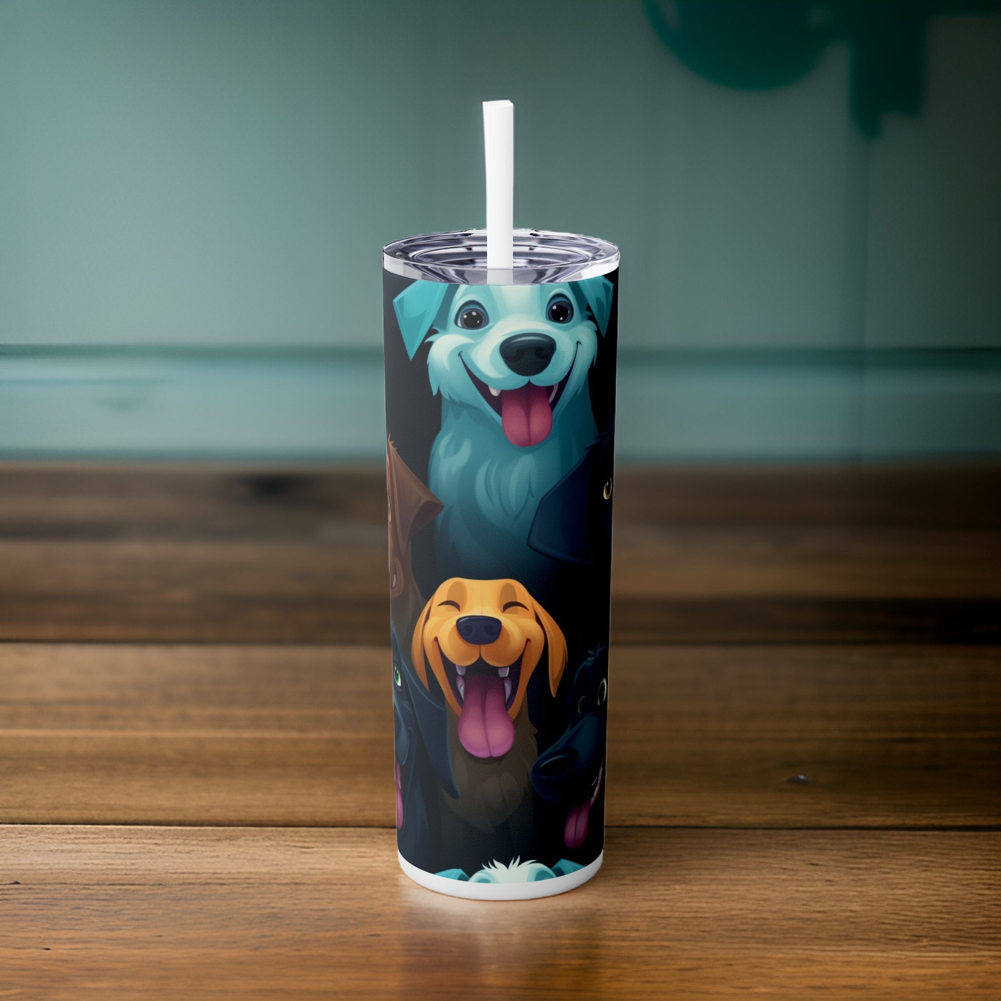 Must Love Dogs 20oz Stainless Steel Skinny Tumbler with Lid & Straw Color White - Dyborn Designs