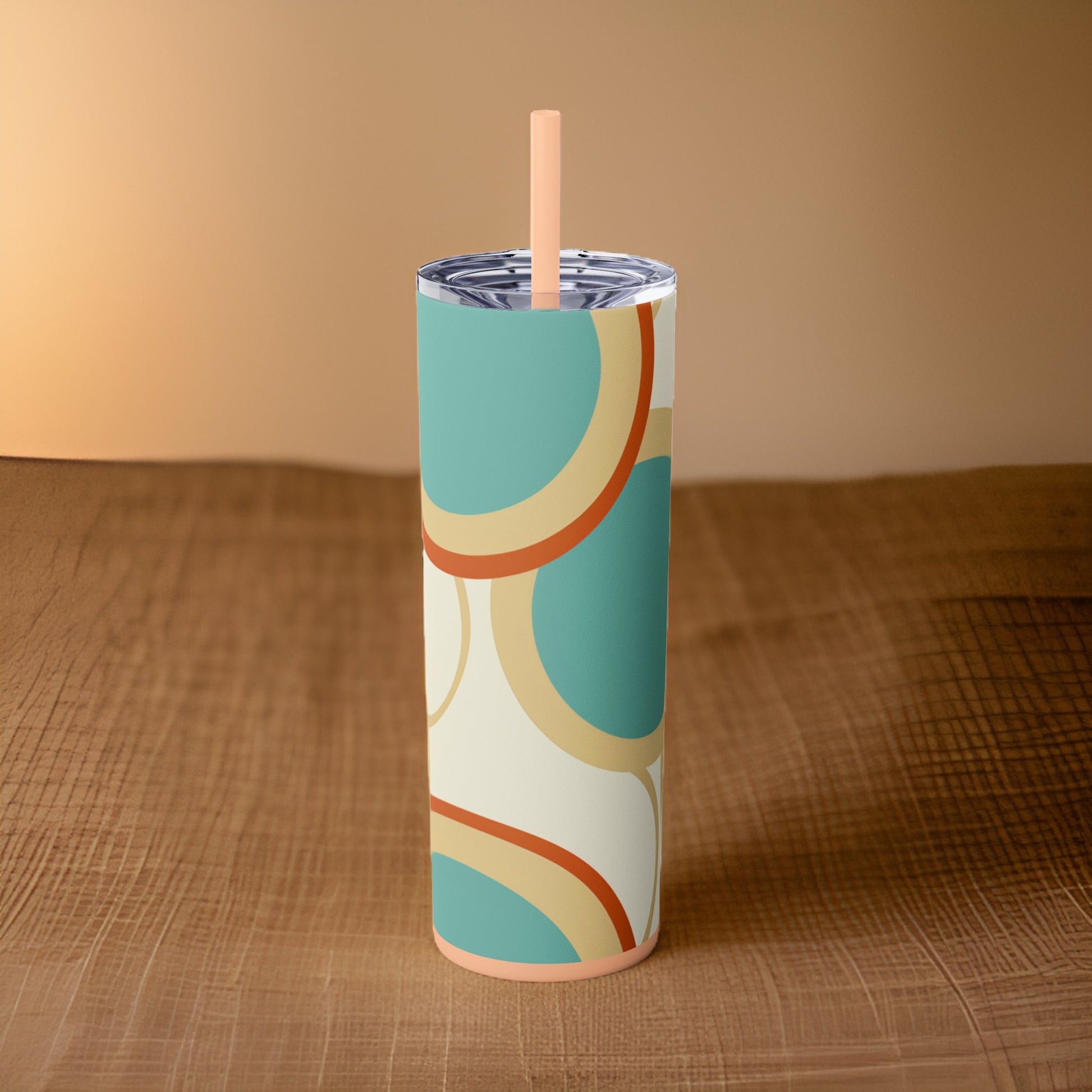 Muted Circles 20oz Stainless Steel Skinny Tumbler with Lid & Straw Color Blush - Dyborn Designs