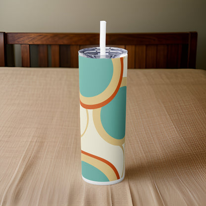 Muted Circles 20oz Stainless Steel Skinny Tumbler with Lid & Straw Color White - Dyborn Designs