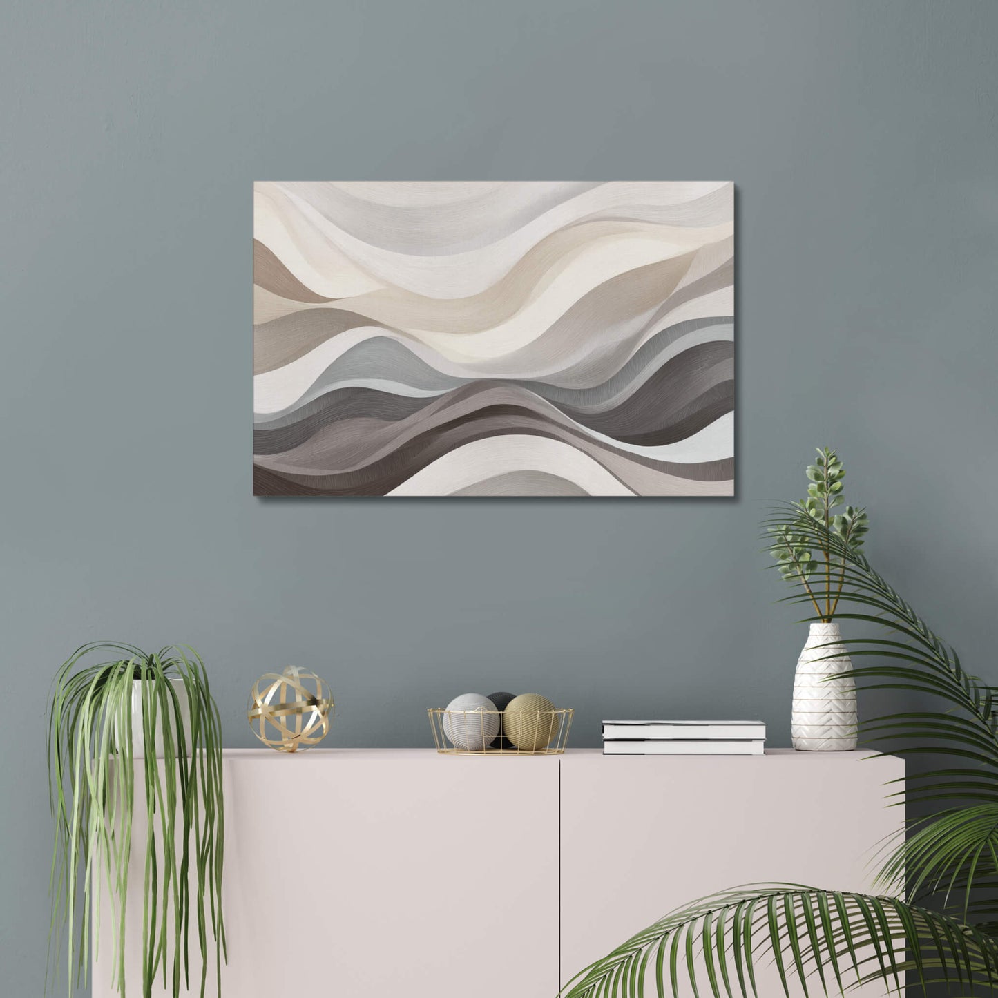 Muted Terrain - Modern Minimalist Acrylic Wall Art - 30 x 20 Inch - Blue Mock Up - Dyborn Designs