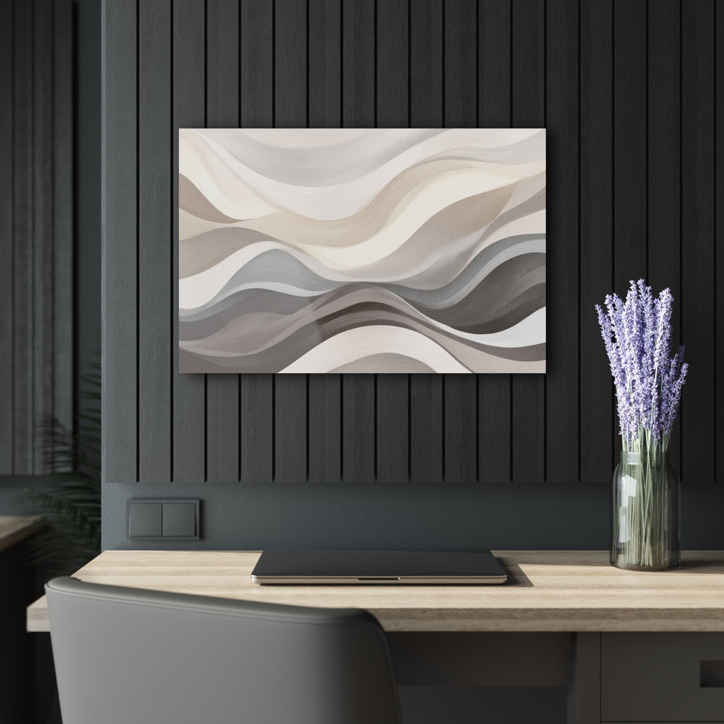 Muted Terrain - Modern Minimalist Acrylic Wall Art - 30 x 20 Inch - Dark Mock Up - Dyborn Designs