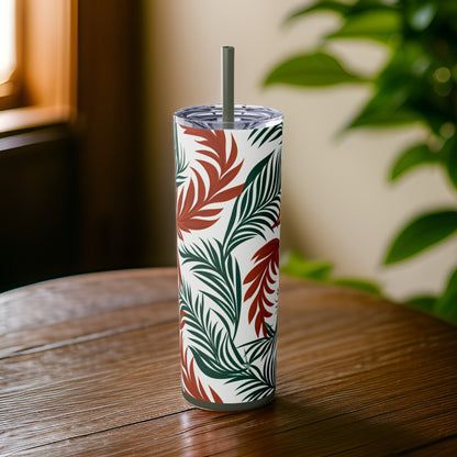 Nature's Pallete 20oz Stainless Steel Skinny Tumbler with Lid & Straw Color Pine Needle - Dyborn Designs